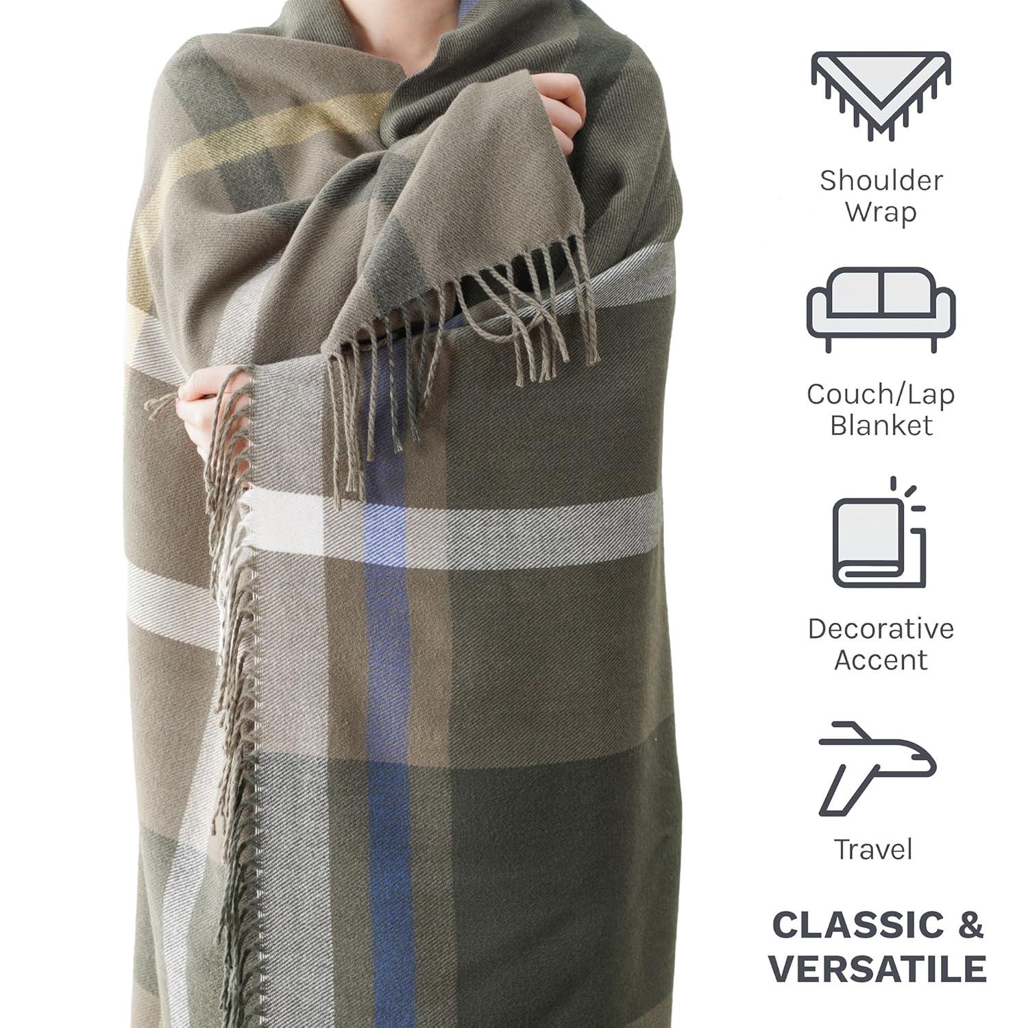 Battilo Classic Plaid Throw Blanket for Couch,Black&Beige,Buffalo Check Pattern Blanket for Picnic,50"x60"