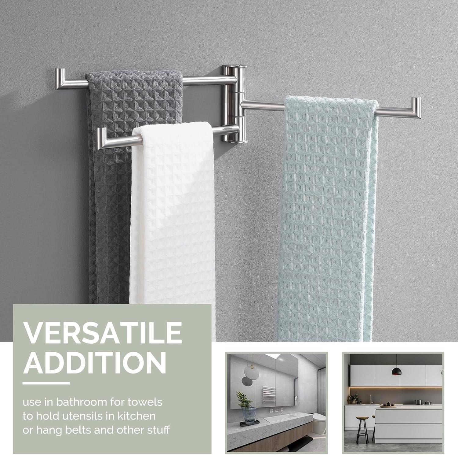 Wall Mounted 3 Swivel Arms Hand Towel Bar