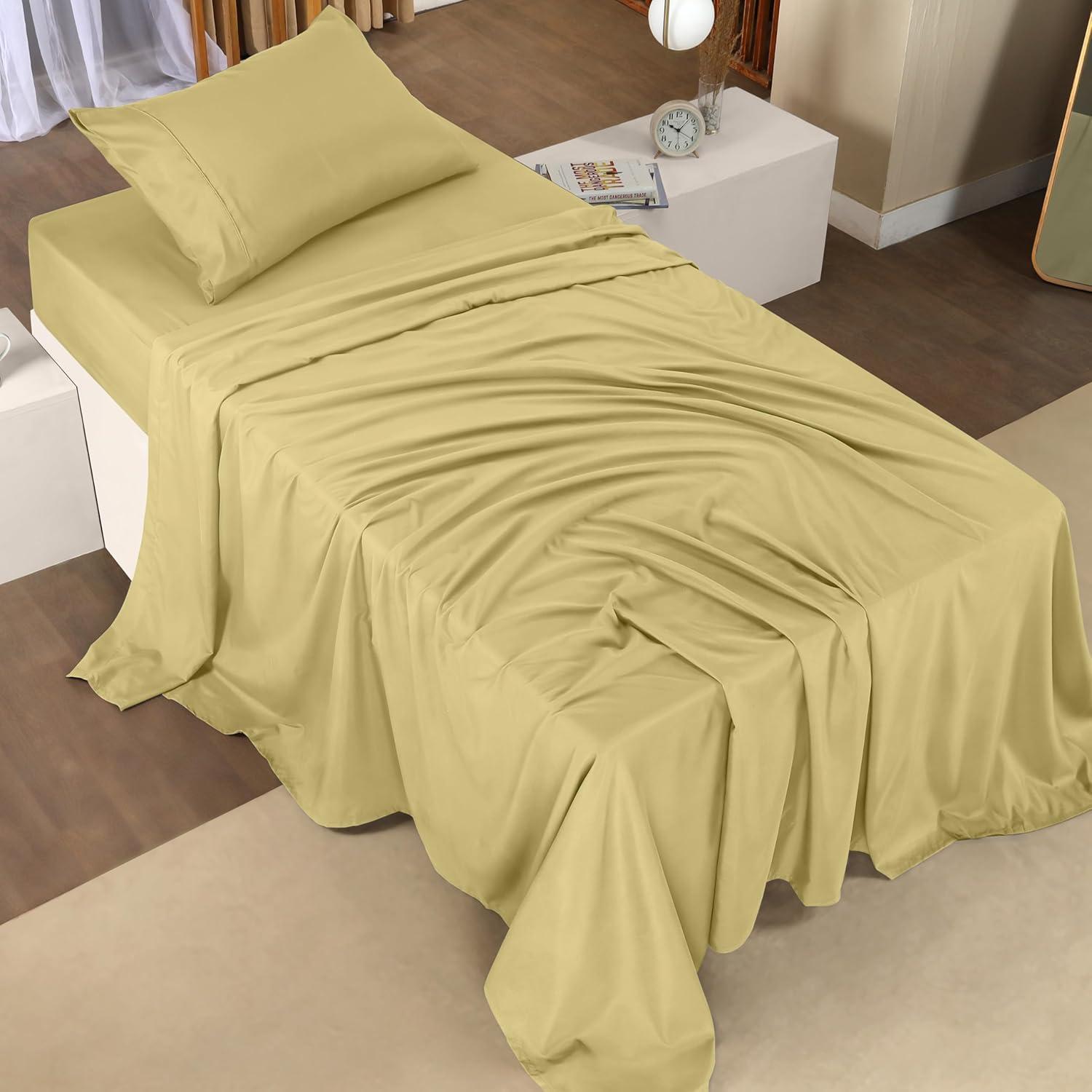 Utopia Bedding Queen Bed Sheets Set - 4 Piece Bedding - Brushed Microfiber - Shrinkage and Fade Resistant - Easy Care (Queen, Yellow)