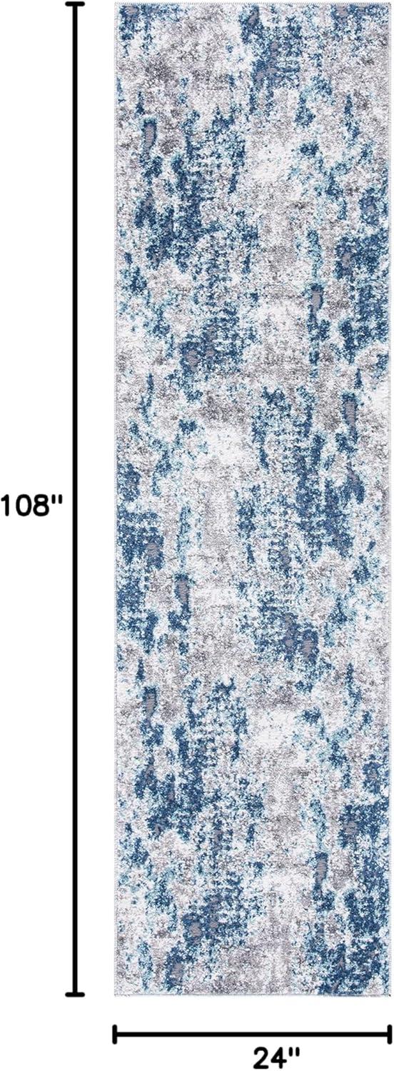 Aston ASN704 Power Loomed Indoor Runner Rug - Navy/Grey - 2'x9' - Safavieh