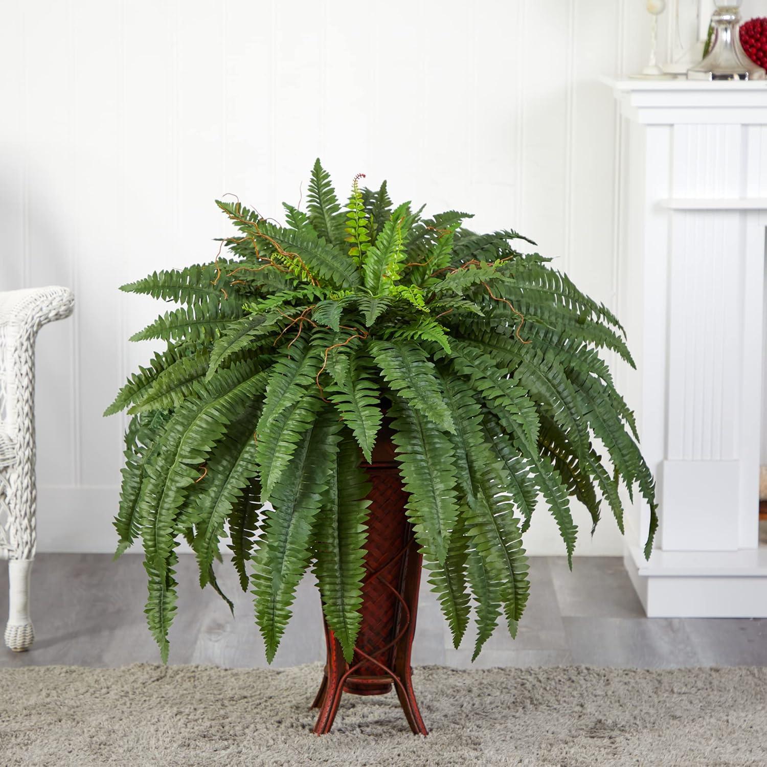 Nearly Natural Boston Fern with Stand Silk Plant