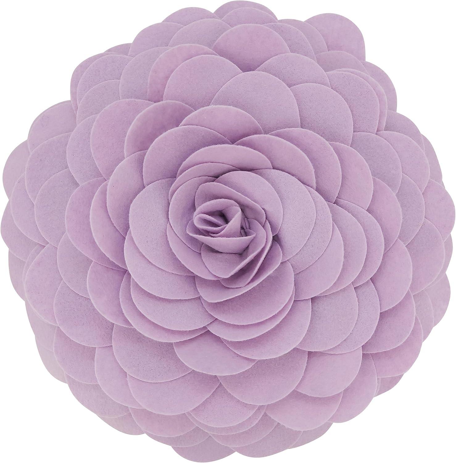 Flower Appliqued Felt Throw Pillow