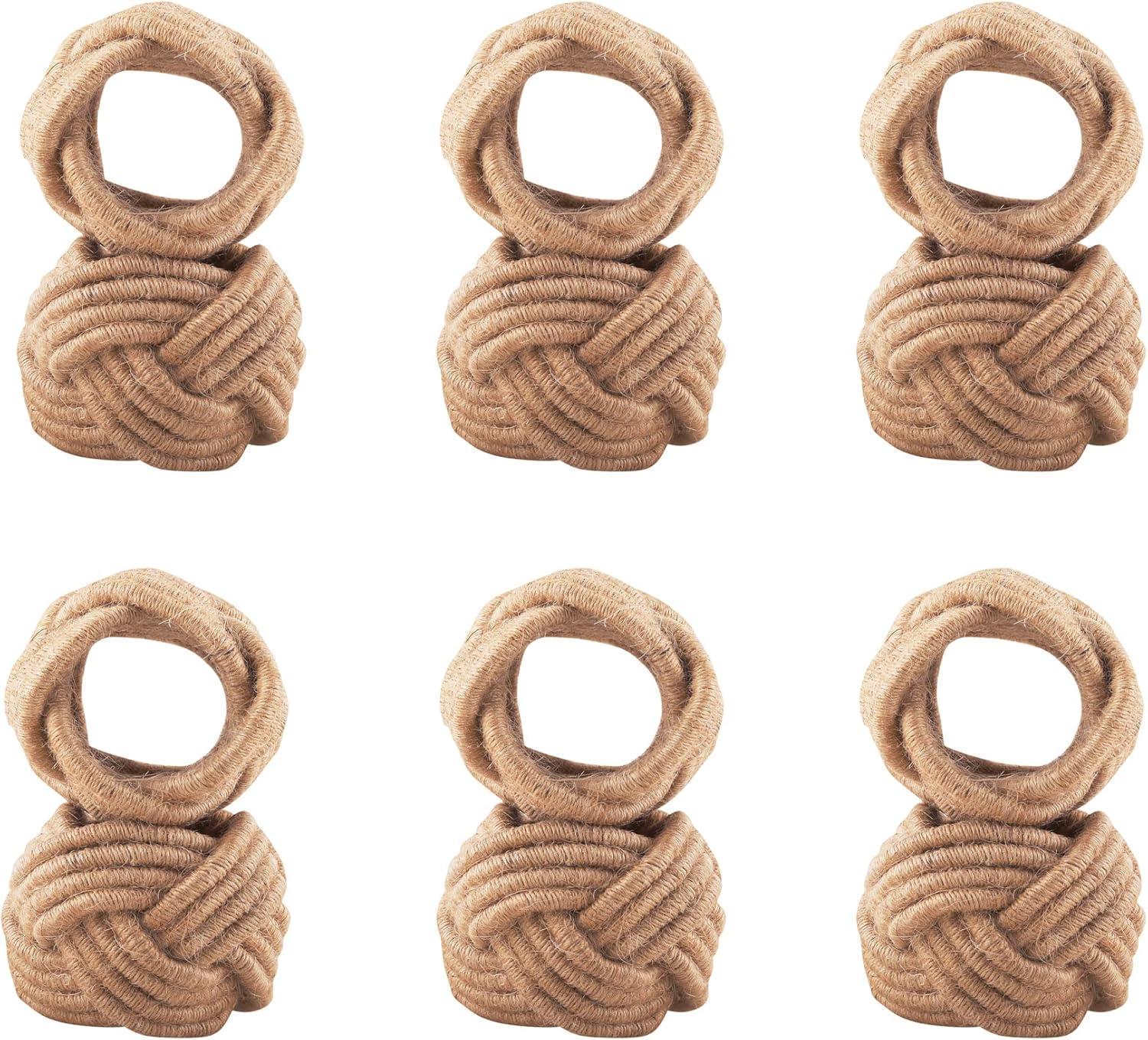 12 Pcs Rattan Napkin Rings - Farmhouse Nautical Napkin Ring Holders - Adornment for Table Settings, Kitchen, Dinner, Party, Wedding, Gifting (Brown) - CLEENTABLE