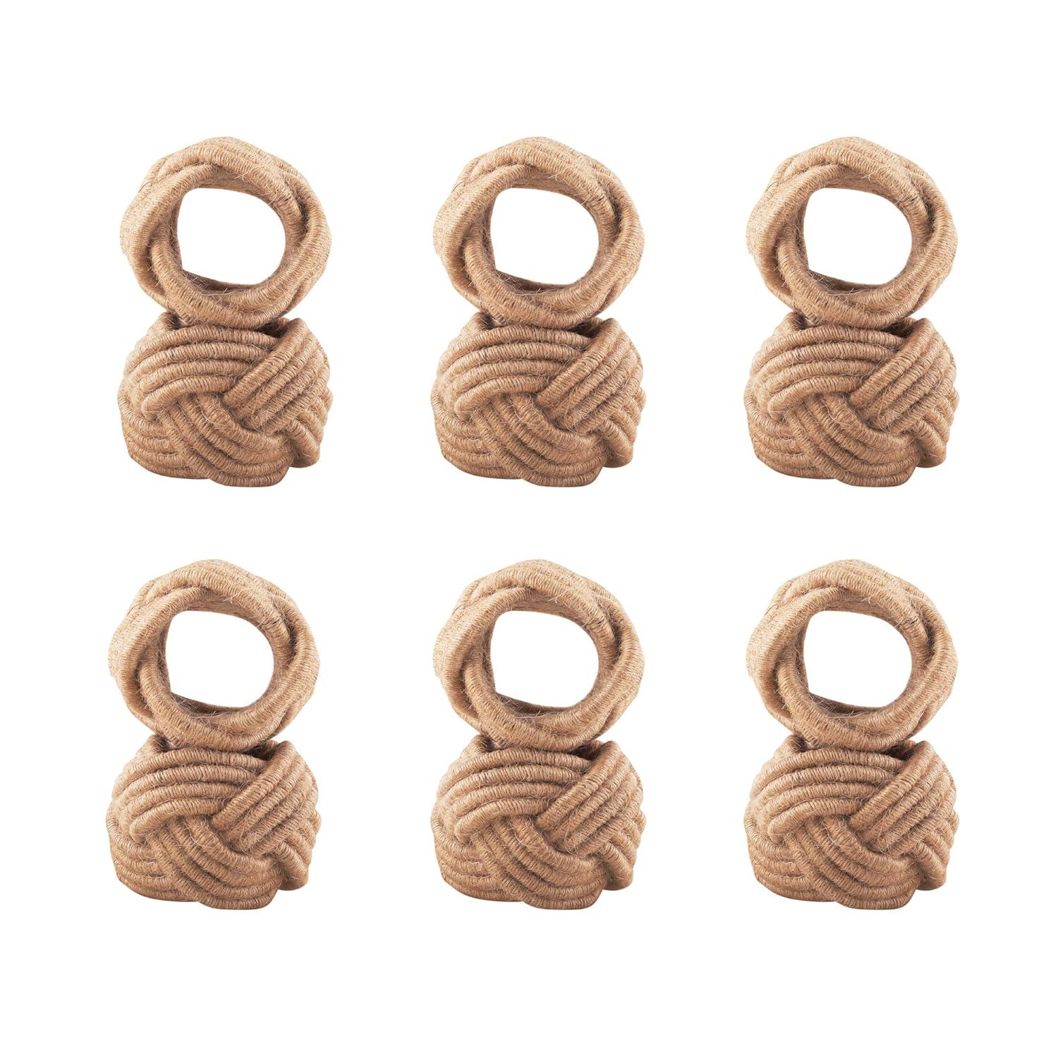 12 Pcs Rattan Napkin Rings - Farmhouse Nautical Napkin Ring Holders - Adornment for Table Settings, Kitchen, Dinner, Party, Wedding, Gifting (Brown) - CLEENTABLE