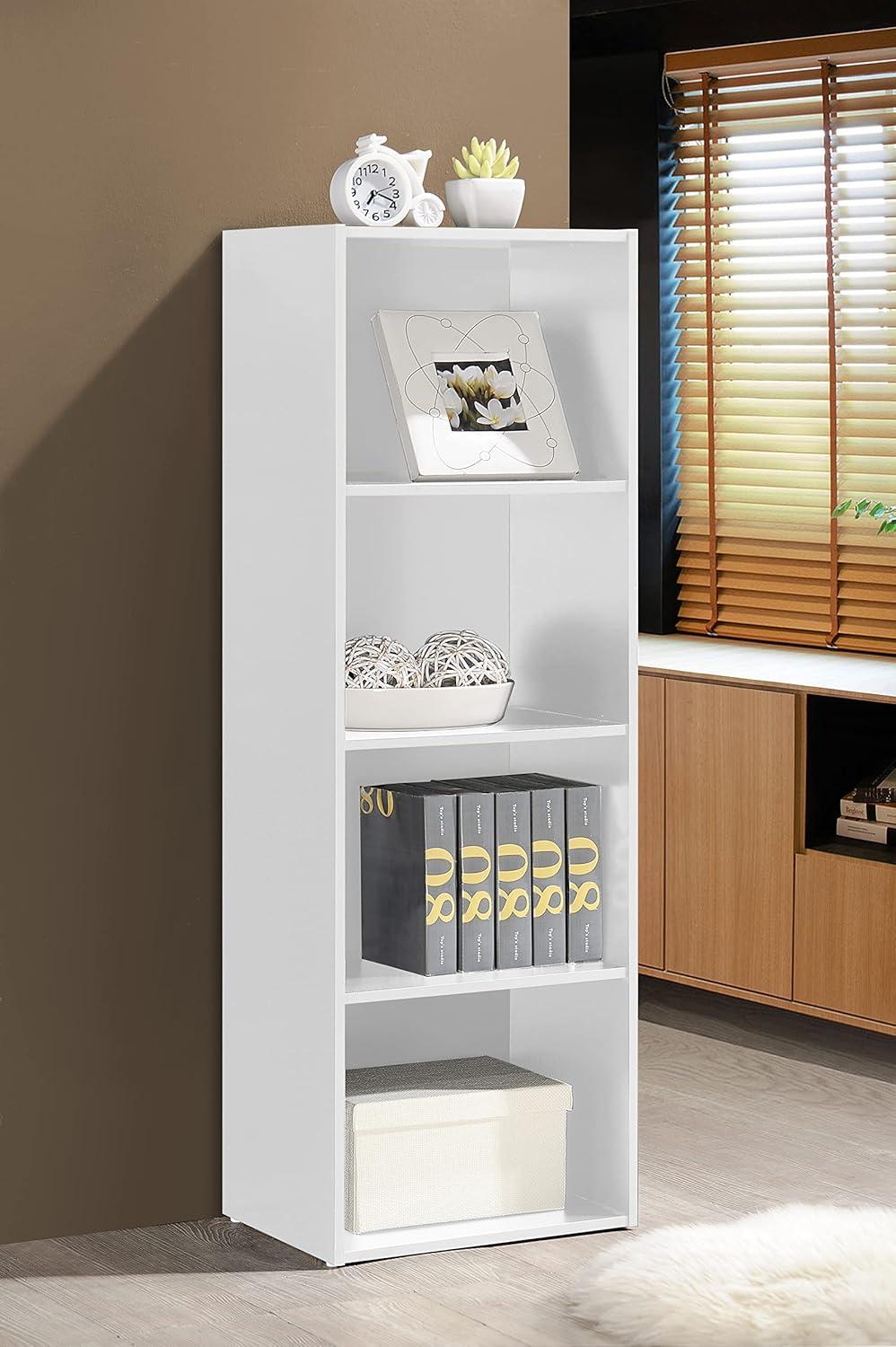 Hodedah 12 x 16 x 47 Inch 4 Shelf Bookcase and Office Organizer Solution for Living Room, Bedroom, Office, or Nursery