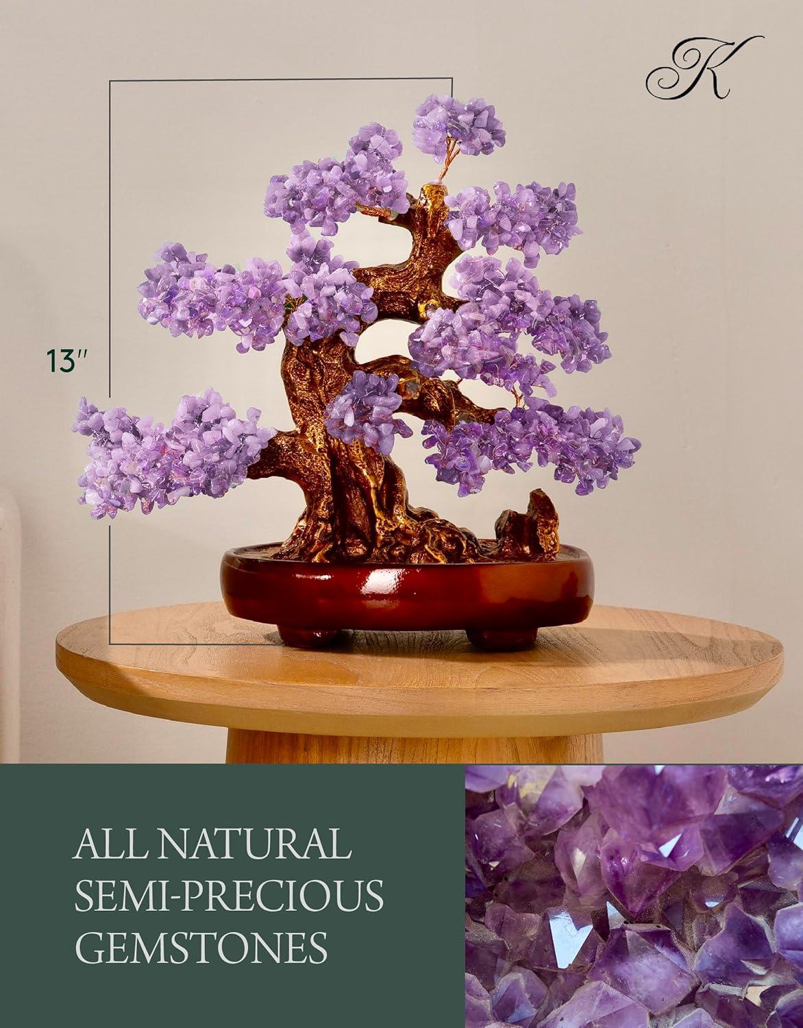 KALIFANO Natural Tree of Life Gemstones (1,251 Count) - Bonsai Feng Shui Chakra Crystal Money Tree for Healing and Luck - 14"
