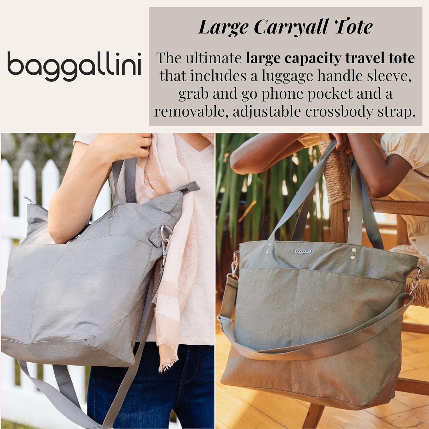 baggallini Women's Large Carryall Tote Bag with Crossbody Strap - FRENCH NAVY