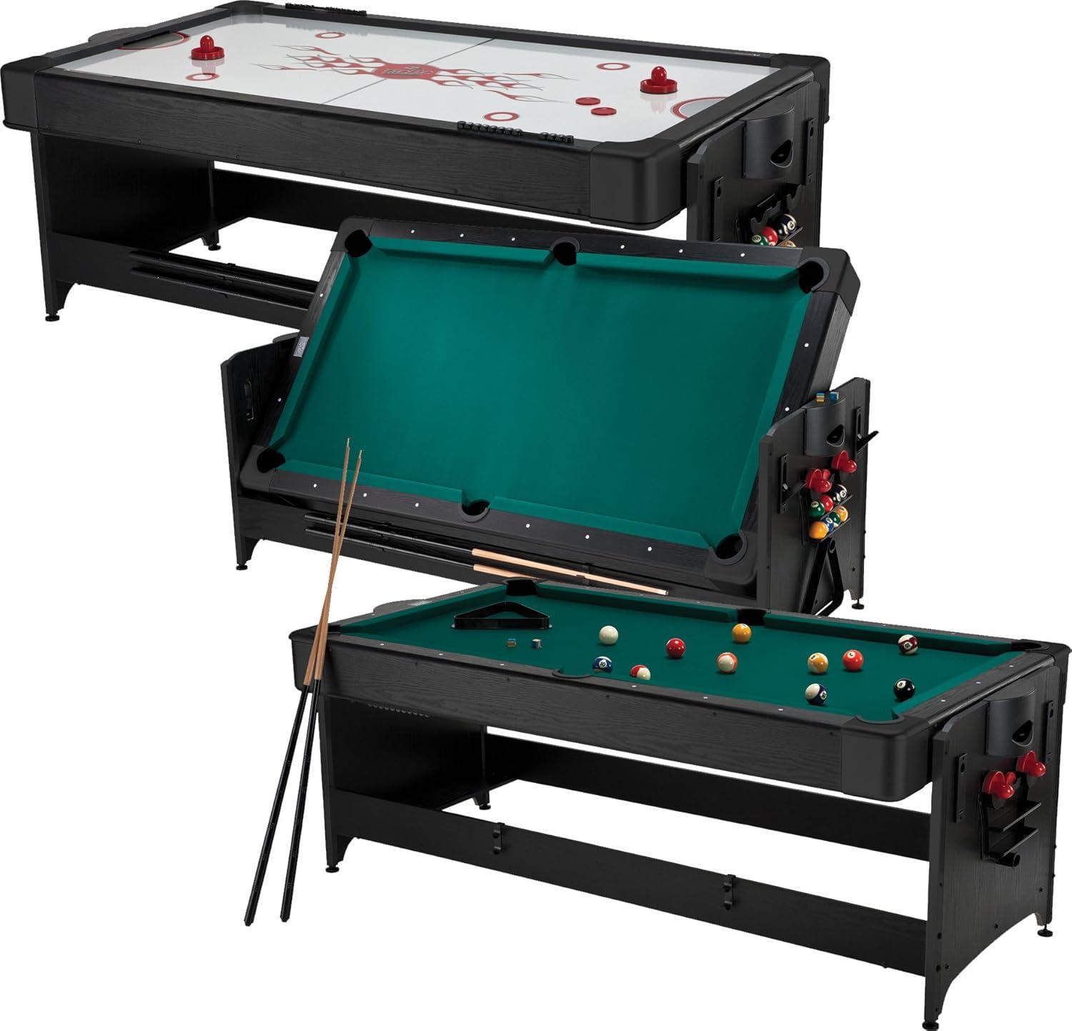 7-Foot Black 2-in-1 Air Hockey and Pool Table