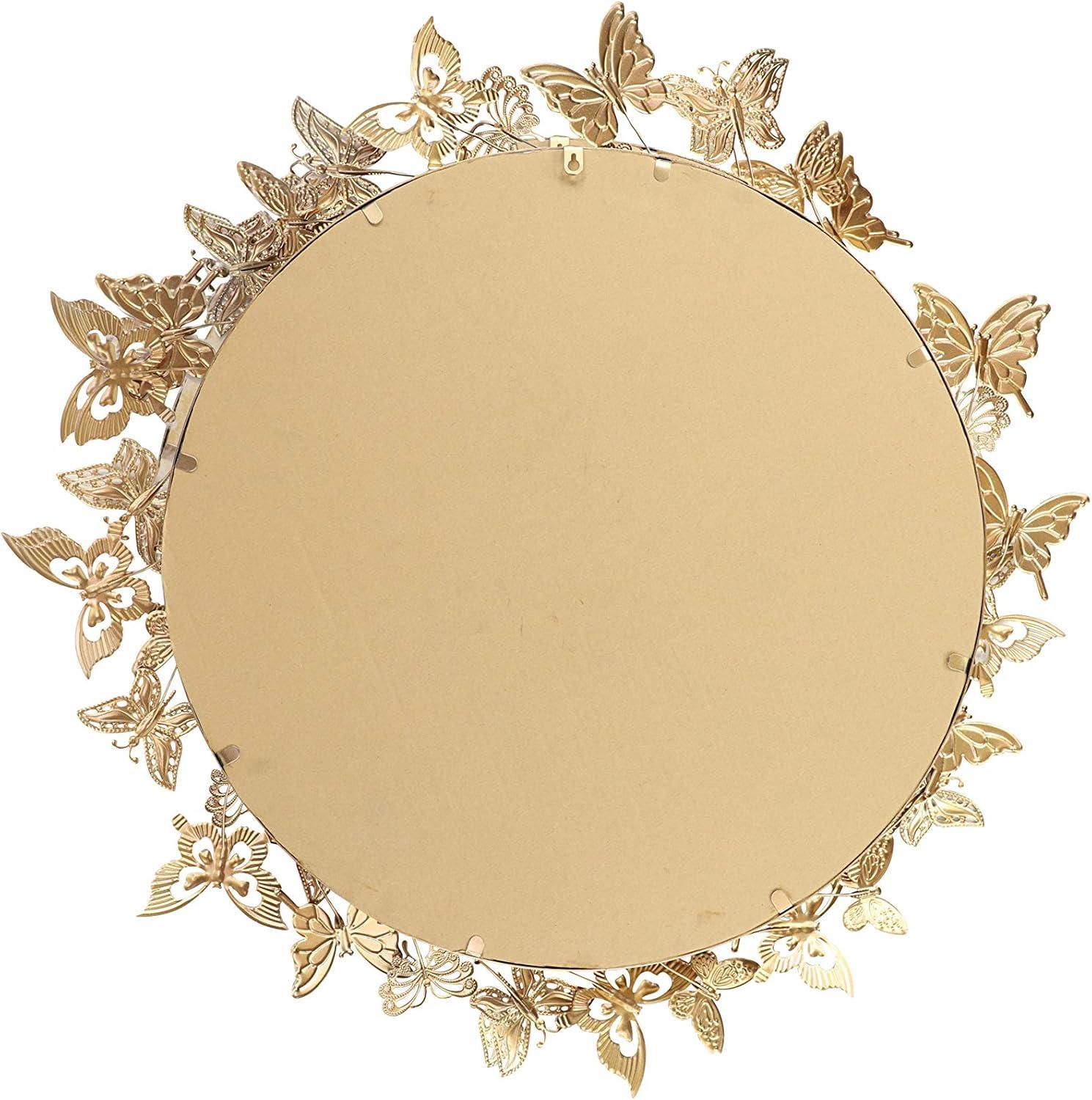 DecMode 28" x 28" Gold 3D Butterfly Wall Mirror