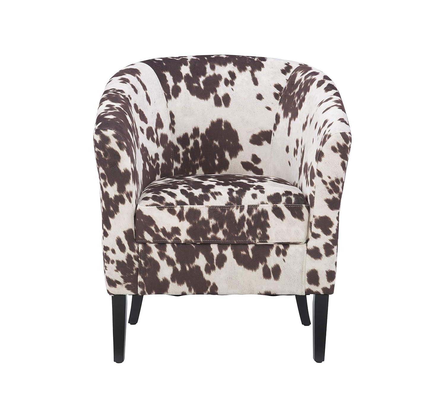 Simon Modern Barrel Club Chair: Udder Madness Pattern, Microfiber - Linon