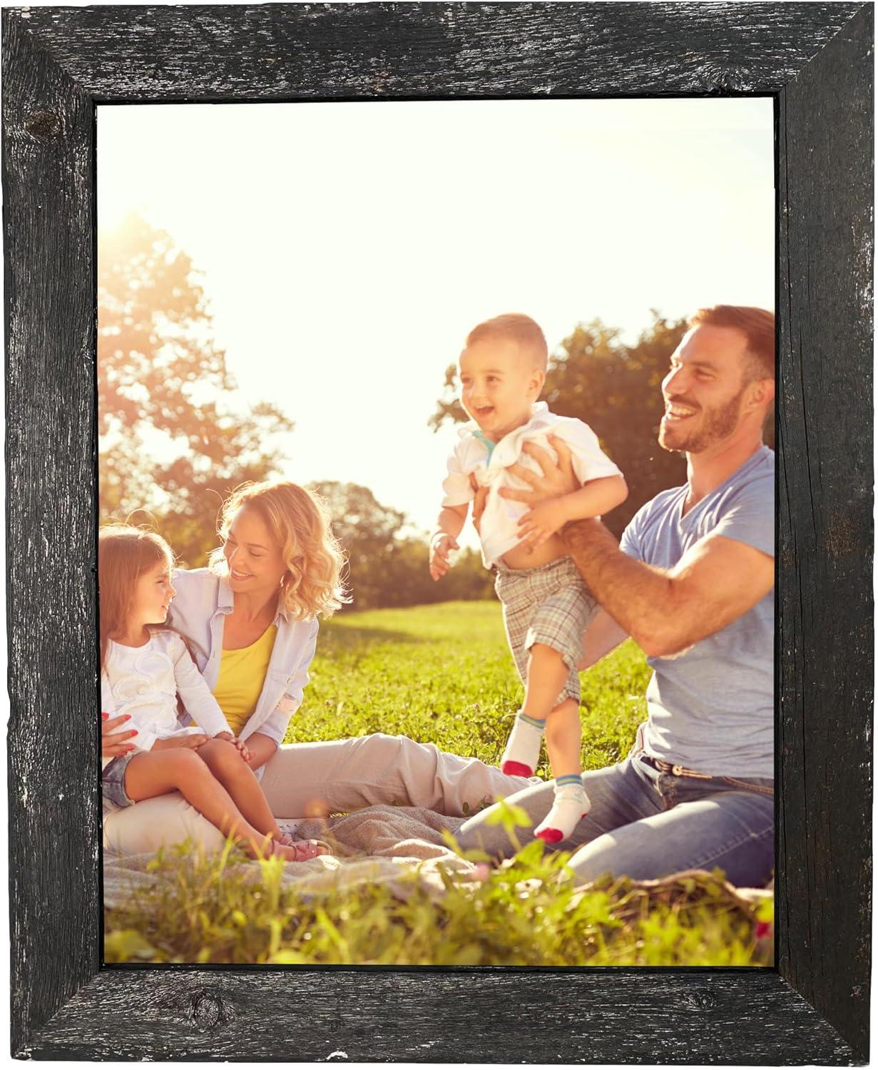 Rustic Farmhouse 11" x 17" Smoky Black Reclaimed Wood Picture Frame (1.50" Molding)