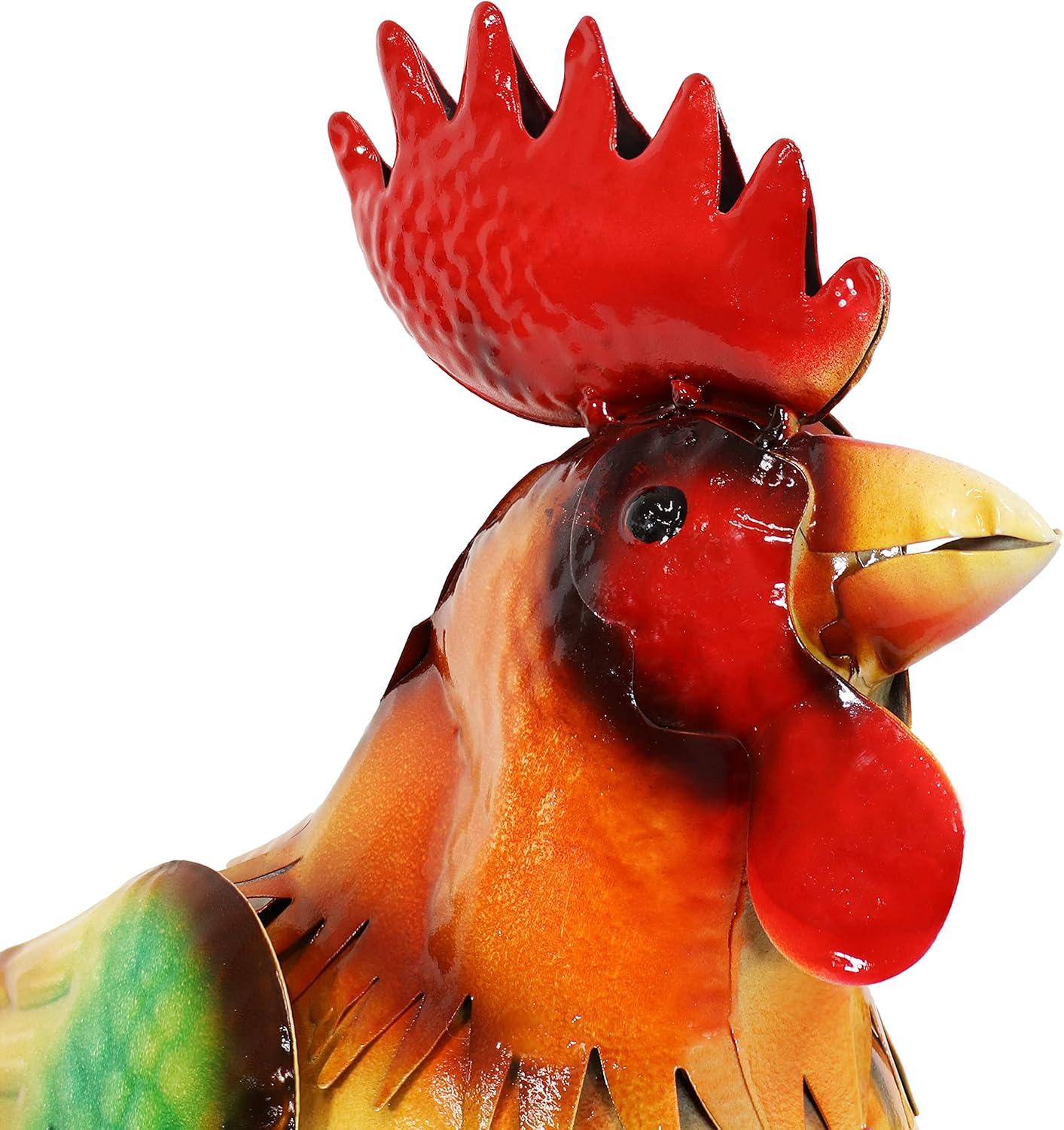 Romeo the Rooster 16" Multicolor Metal Outdoor Statue