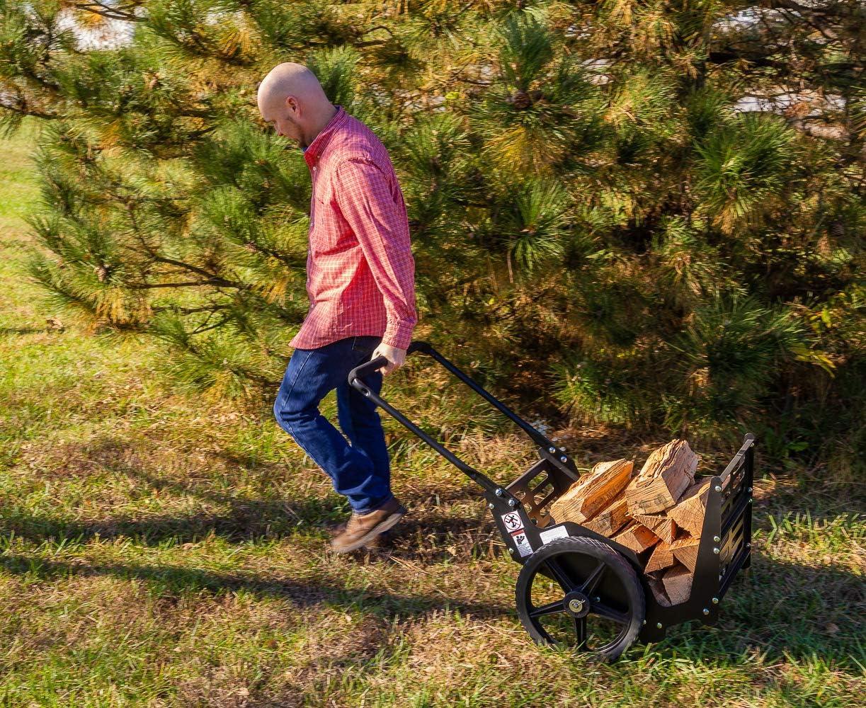 Black Alloy Steel Outdoor Firewood Utility Cart