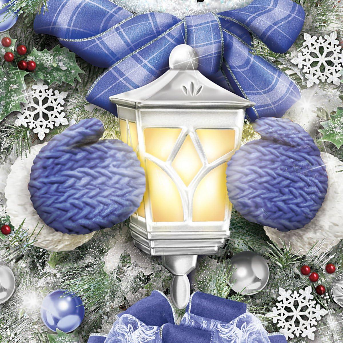 The Bradford Exchange "A Warm Winter Welcome" Lighted Wreath Snowman Christmas Decoration by Thomas Kinkade 24-Inches