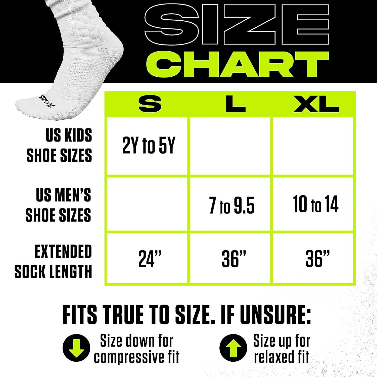 We Ball Sports Scrunch Football Socks, Extra Long Padded Sports Socks for Men & Boys (Red, L)