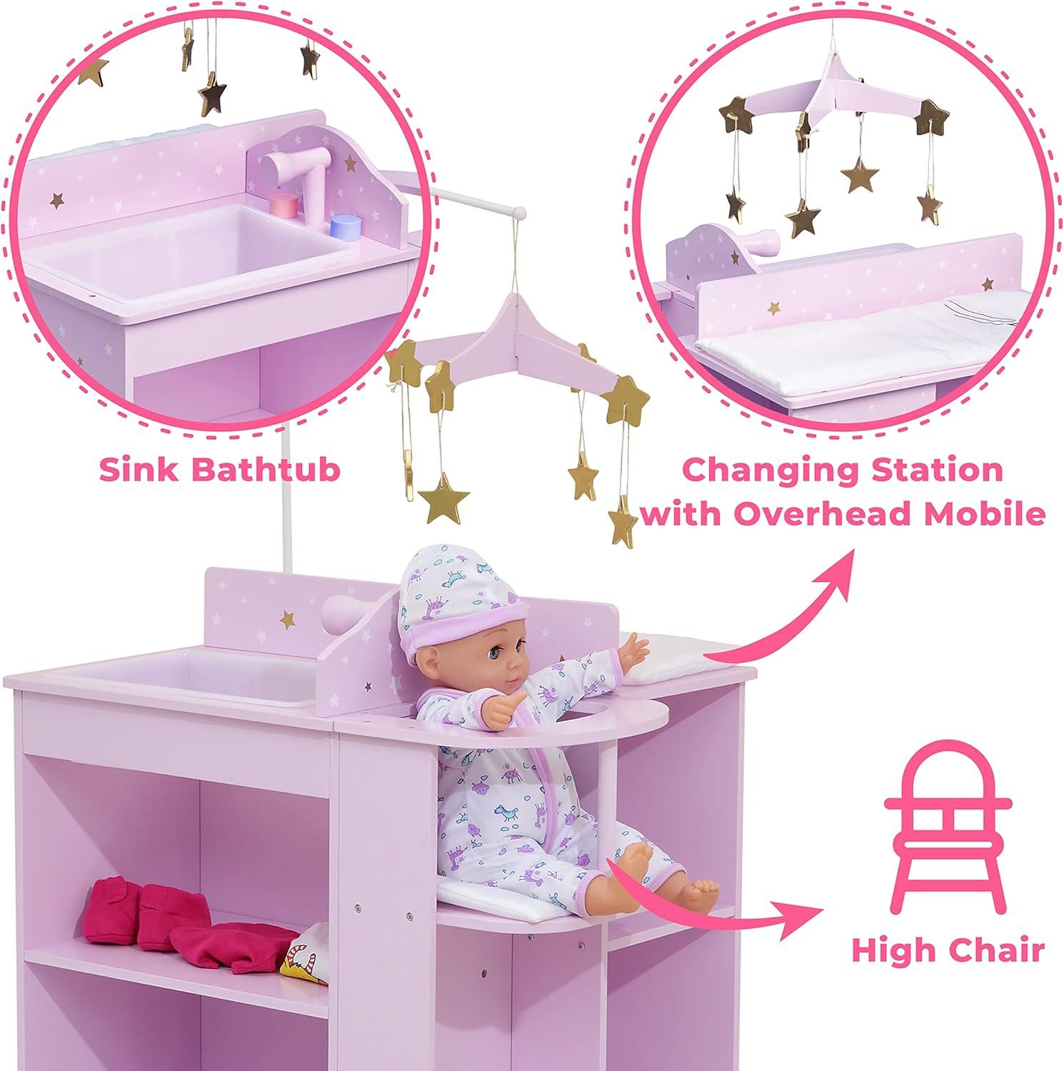 Teamson Kids Olivia's Little World Wooden Doll Changing Station