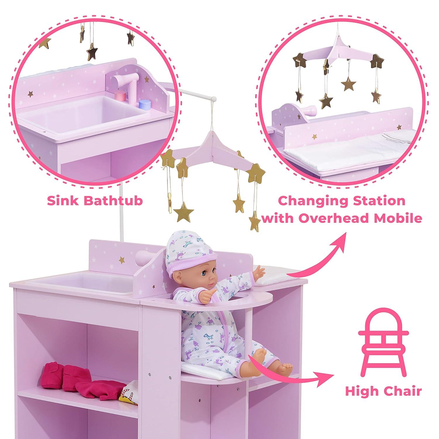 Teamson Kids Olivia's Little World Wooden Doll Changing Station