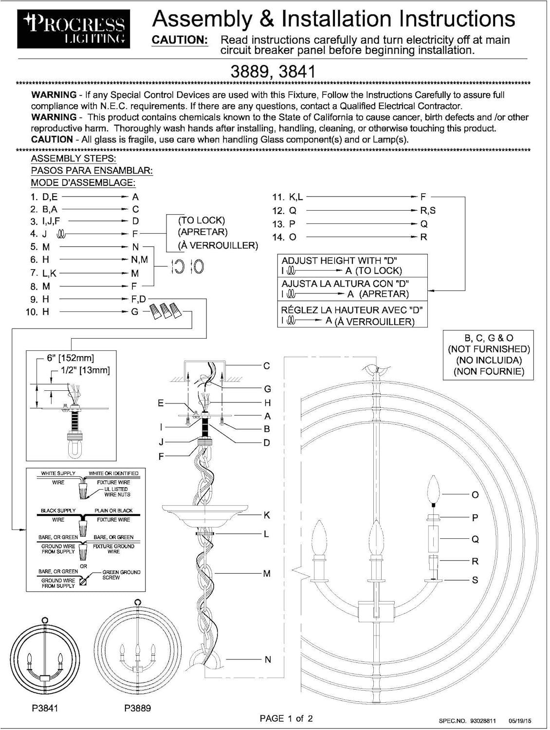 Progress Lighting Equinox 5-Light Chandelier Pendant, Steel, Antique Bronze, No Shade