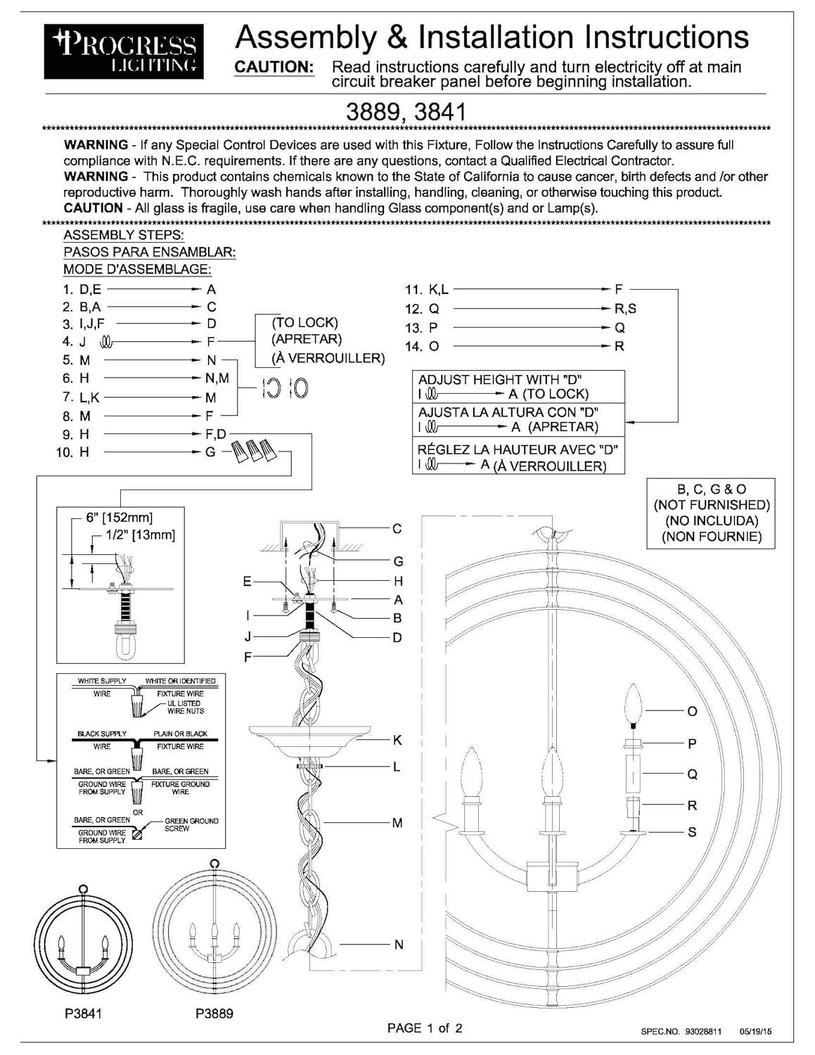 Progress Lighting Equinox 5-Light Chandelier Pendant, Steel, Polished Nickel, No Shade