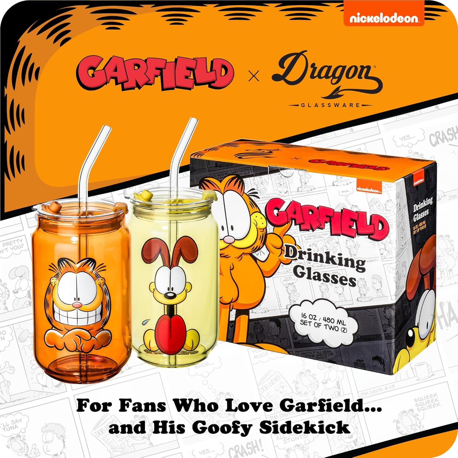 Dragon Glassware x Garfield 16 oz Drinking Glasses Set of 2
