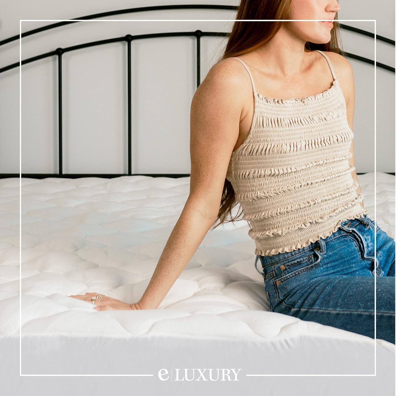 ExceptionalSheets Rayon from Bamboo Mattress Pad with Fitted Skirt - Extra Plush Cooling Topper - Twin XL