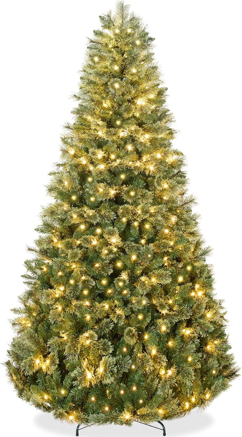 Best Choice Products 7.5ft Pre-Lit Cashmere Christmas Tree Holiday Decor w/ Cordless Connection, 2-in-1 LED Lights