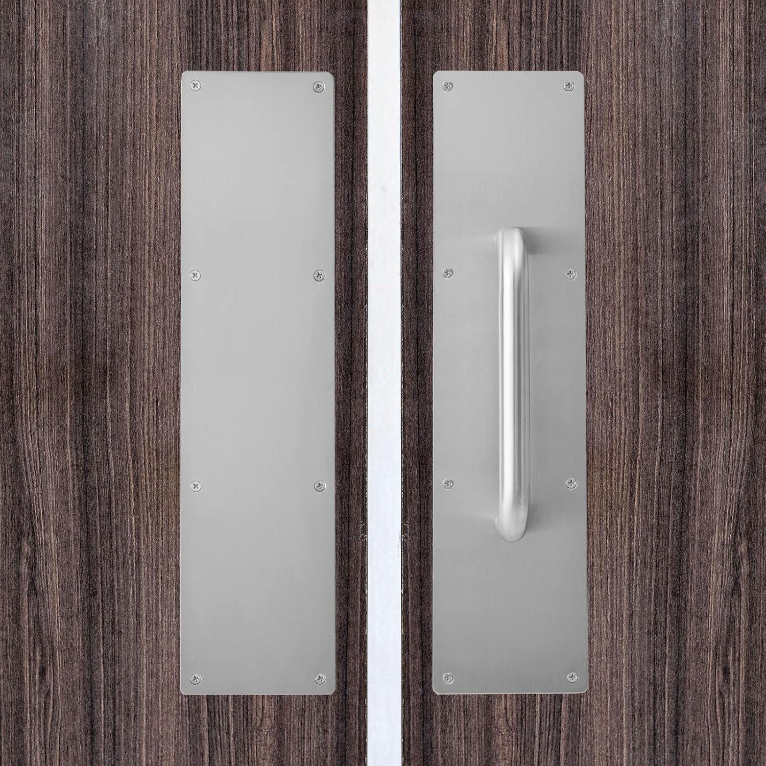 Stainless Steel Door Push Plate and Pull Handle Set with Screws, Home Office Supplies, 15.75" L x 3.8" W