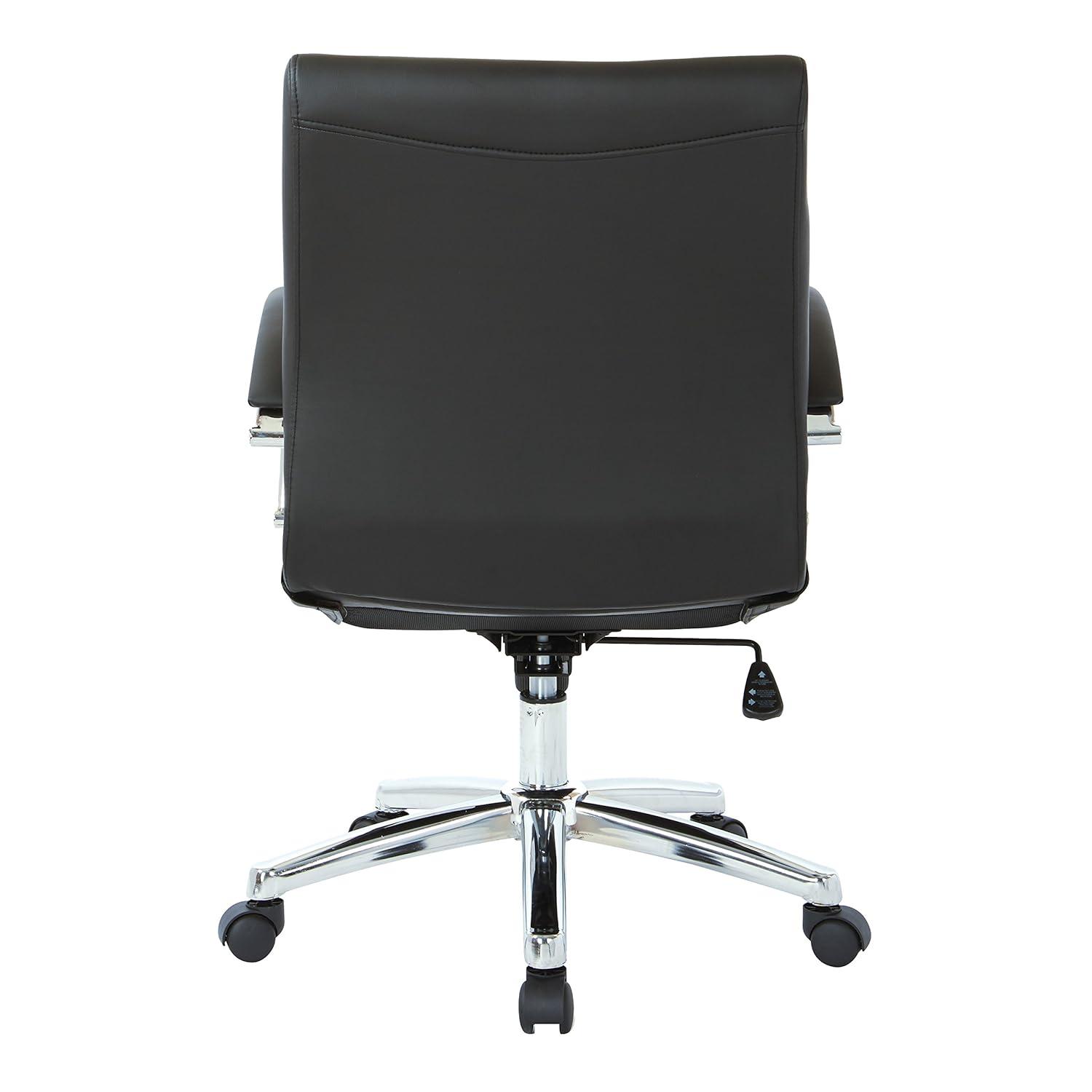 Executive Low Back Chair in Black Faux Leather with Chrome Arms and Base K/D
