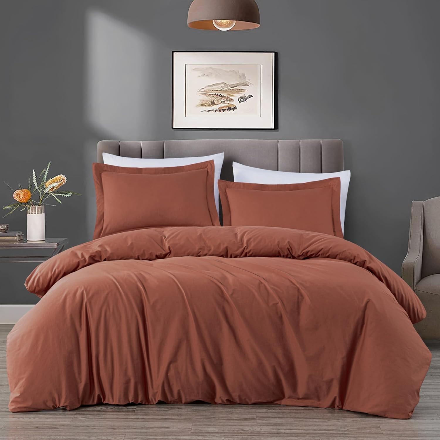 Chezmoi Collection Cotton Twill Solid Duvet Cover Set