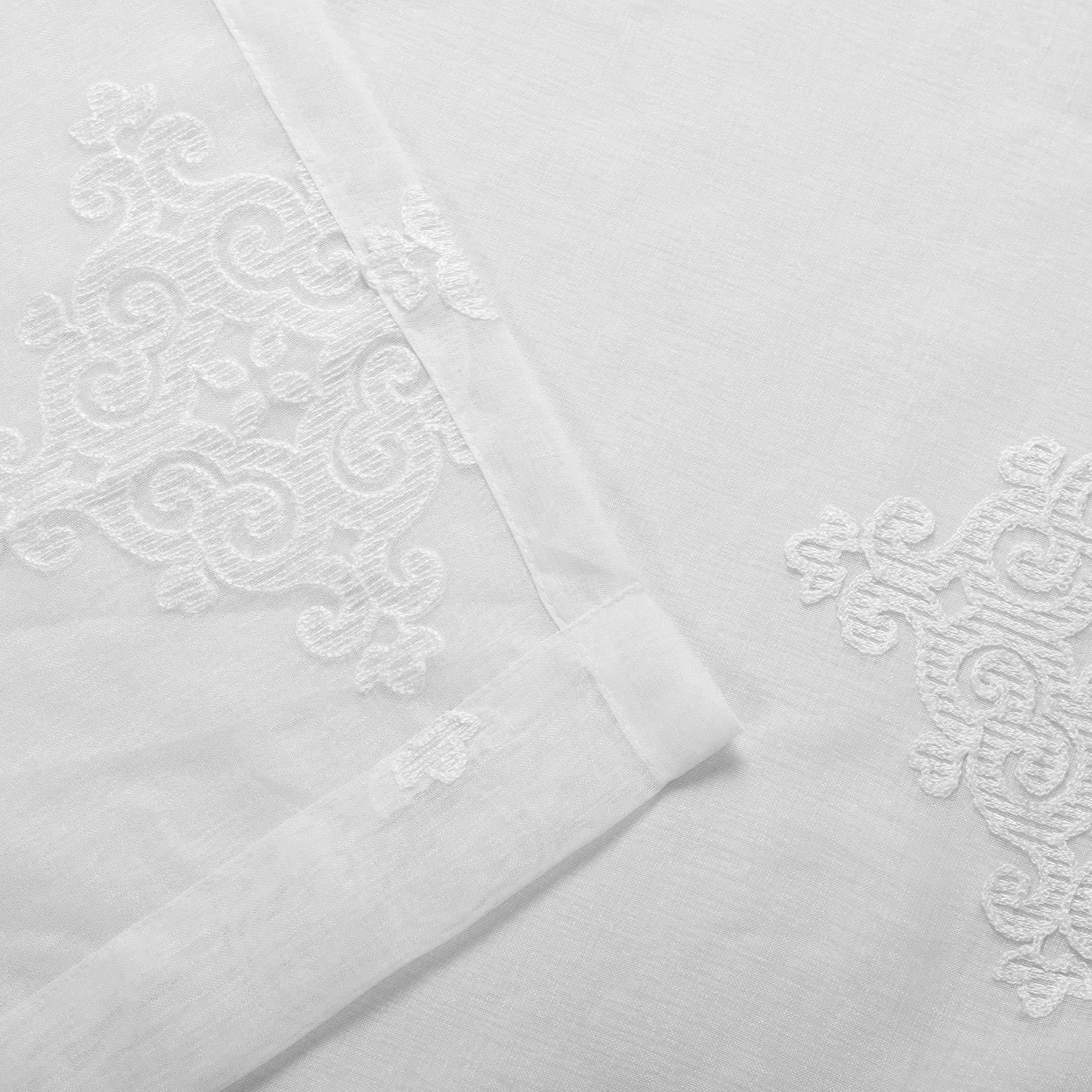 Superior Sia Damask Sheer Curtain Panel Set with Grommet Header , 52" x 96", White