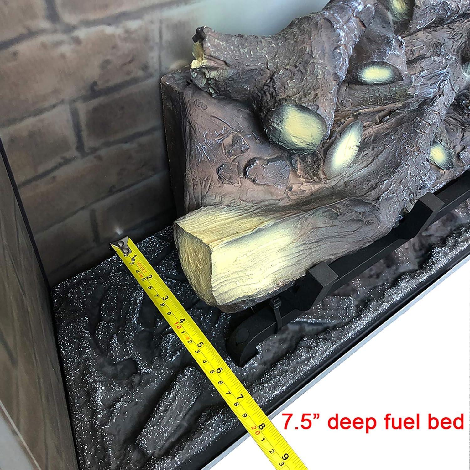 PuraFlame Klaus Electric Fireplace Insert with Fire Crackling Sound Glass Door and Mesh Screen, 750/1500W, Black, 26 Inches Wide, 23 3/16 Inches High, 26 W X 23 3/16 H X 7 51/64 D