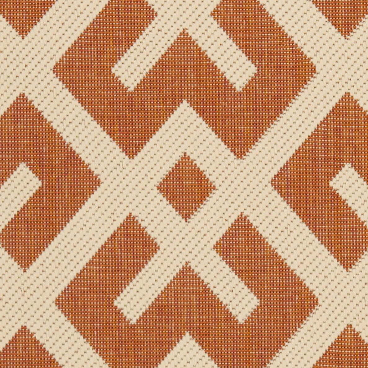 SAFAVIEH Courtyard Alvin Geometric Indoor/Outdoor Area Rug, 2'7" x 5', Terracotta/Bone