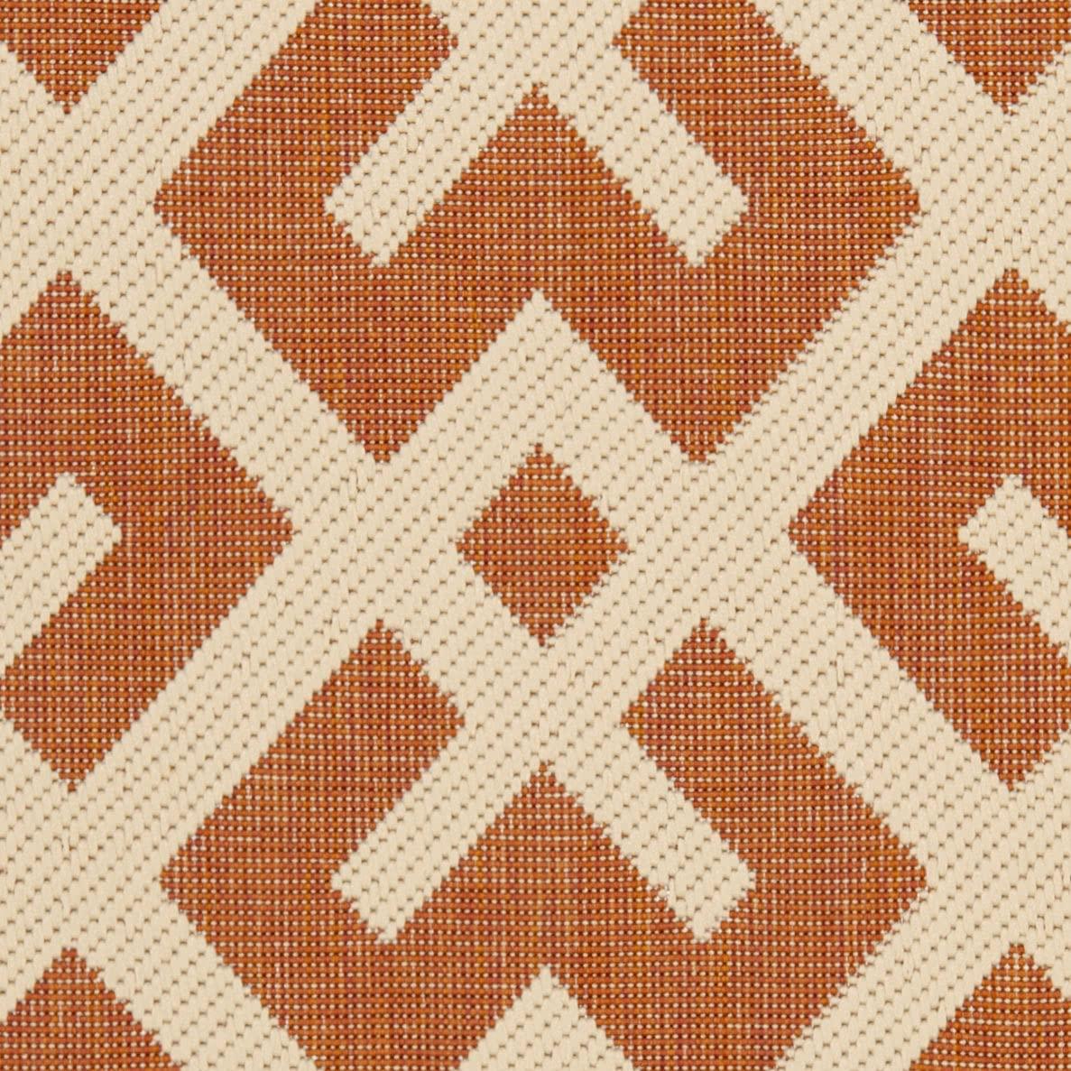 SAFAVIEH Courtyard Alvin Geometric Indoor/Outdoor Area Rug, 2'7" x 5', Terracotta/Bone