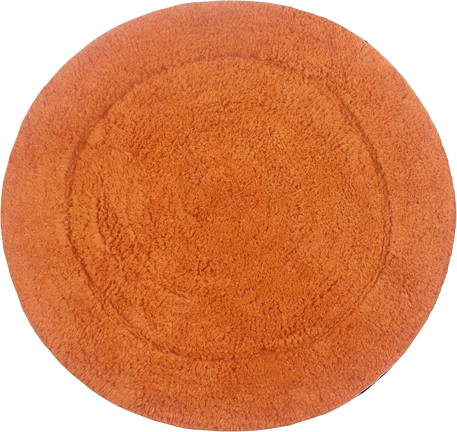 Terracotta Cotton Plush 30" Round Bath Rug with Non-Slip Backing