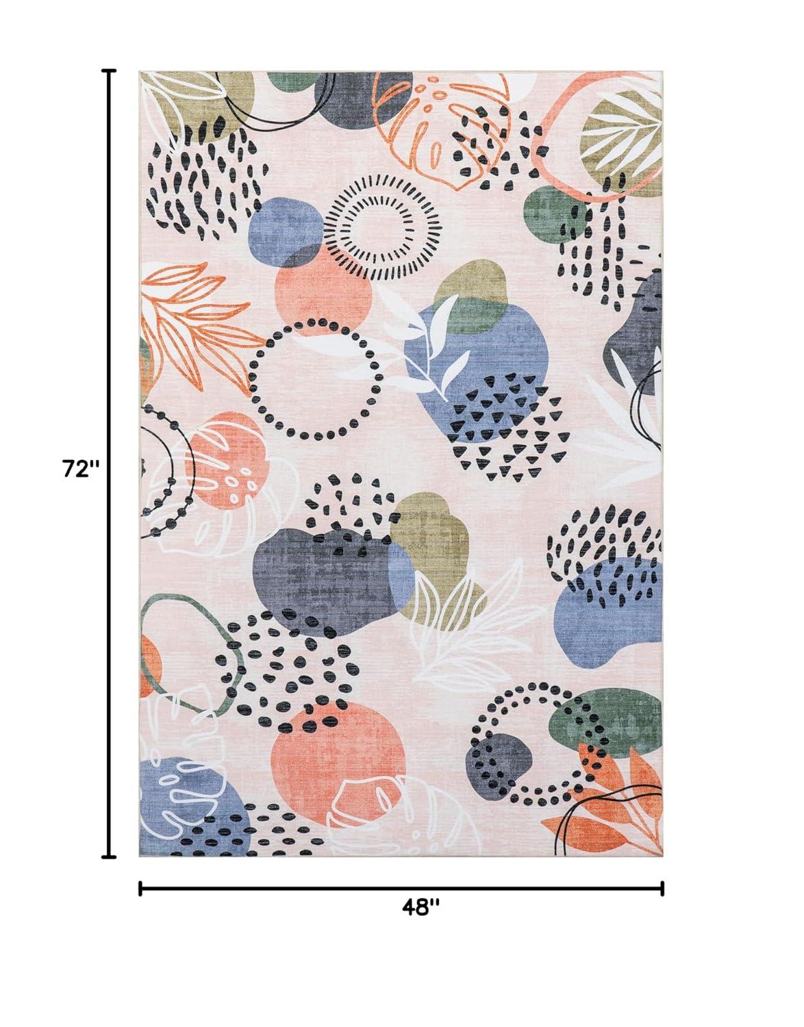 Nuloom Delmy Abstract Floral Pet Friendly Indoor/Outdoor Machine Washable Area Rug, 4' x 6', Multicolor