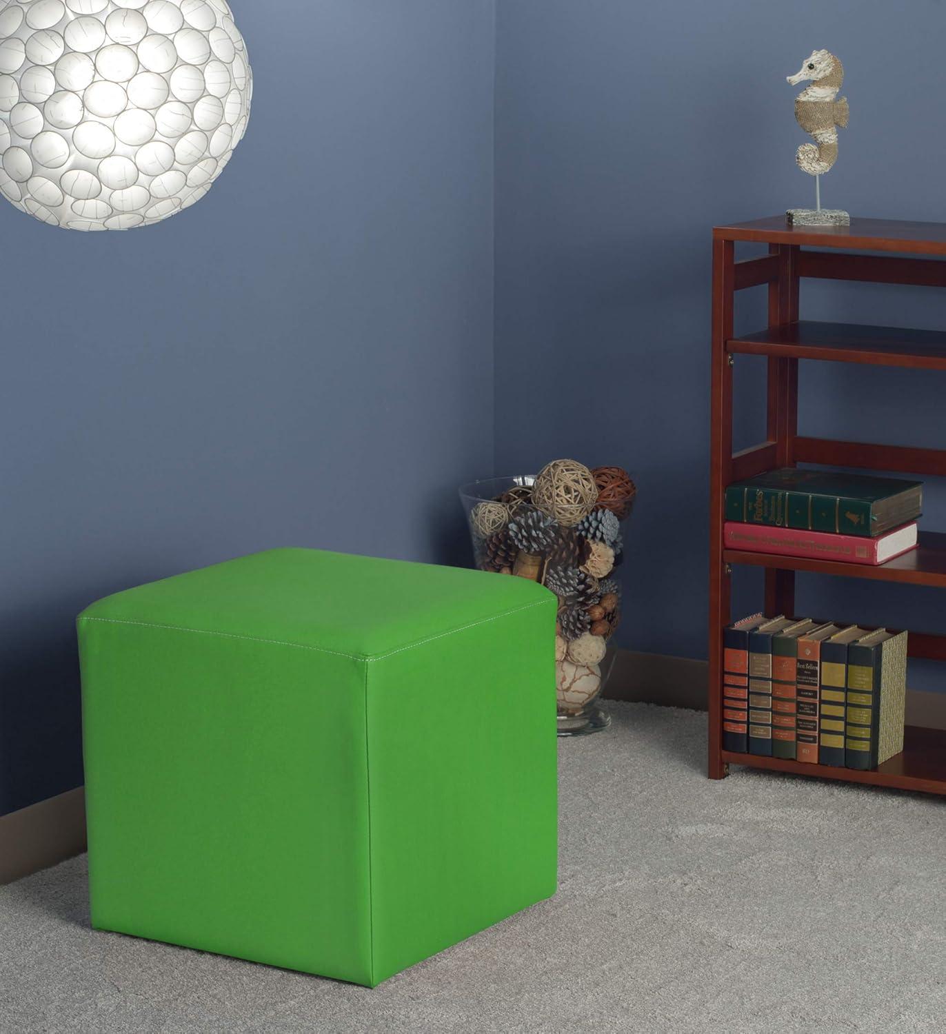 Jacob 15" Square Envy Green Vinyl Ottoman