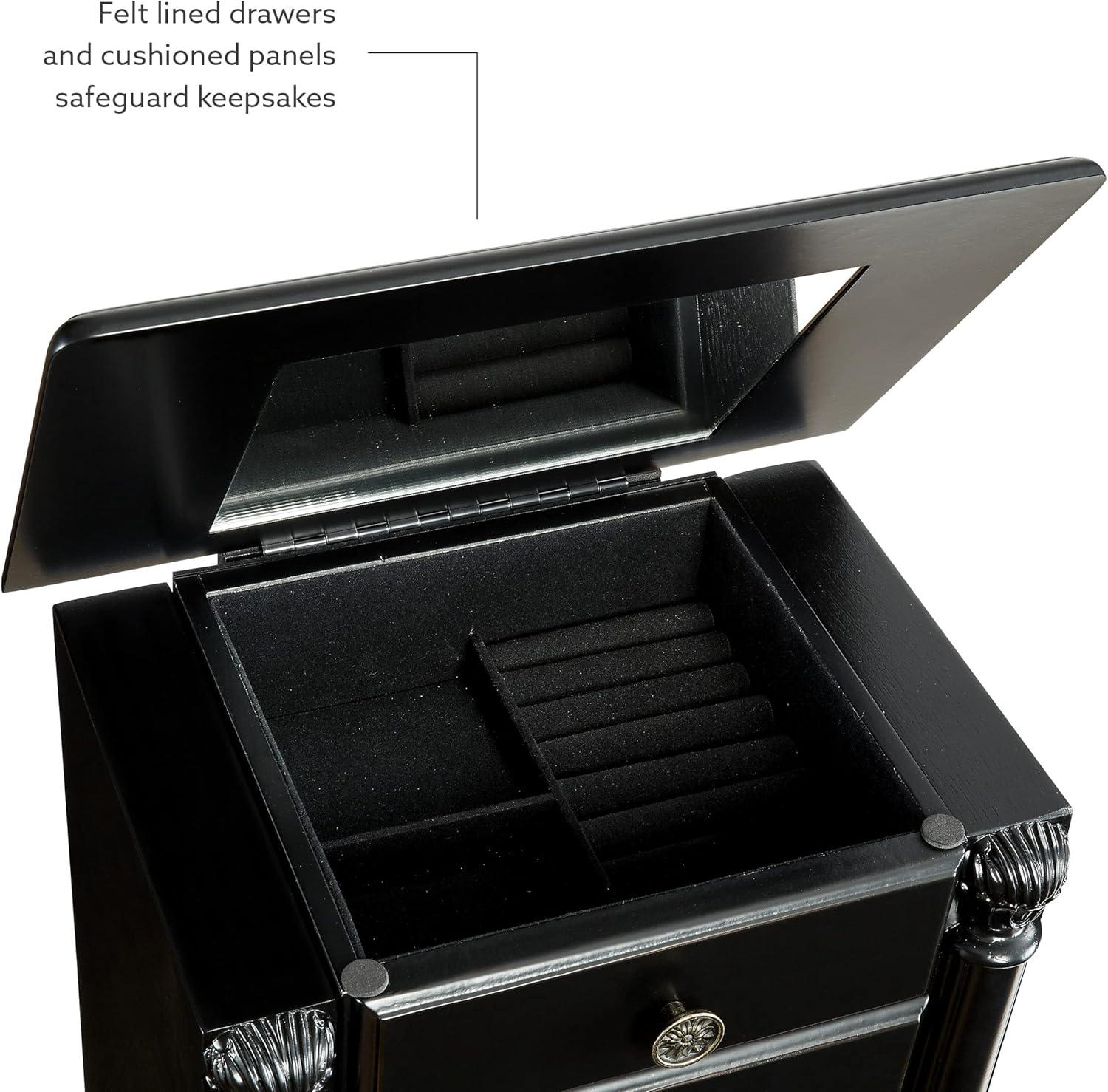 Imogen Jewelry Armoire, Distressed Ebony Black with Black Lining