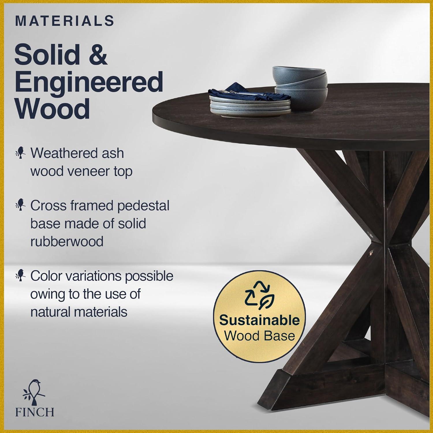 Finch Alfred Round Solid Wood Rustic Dining Table & Reviews | Wayfair
