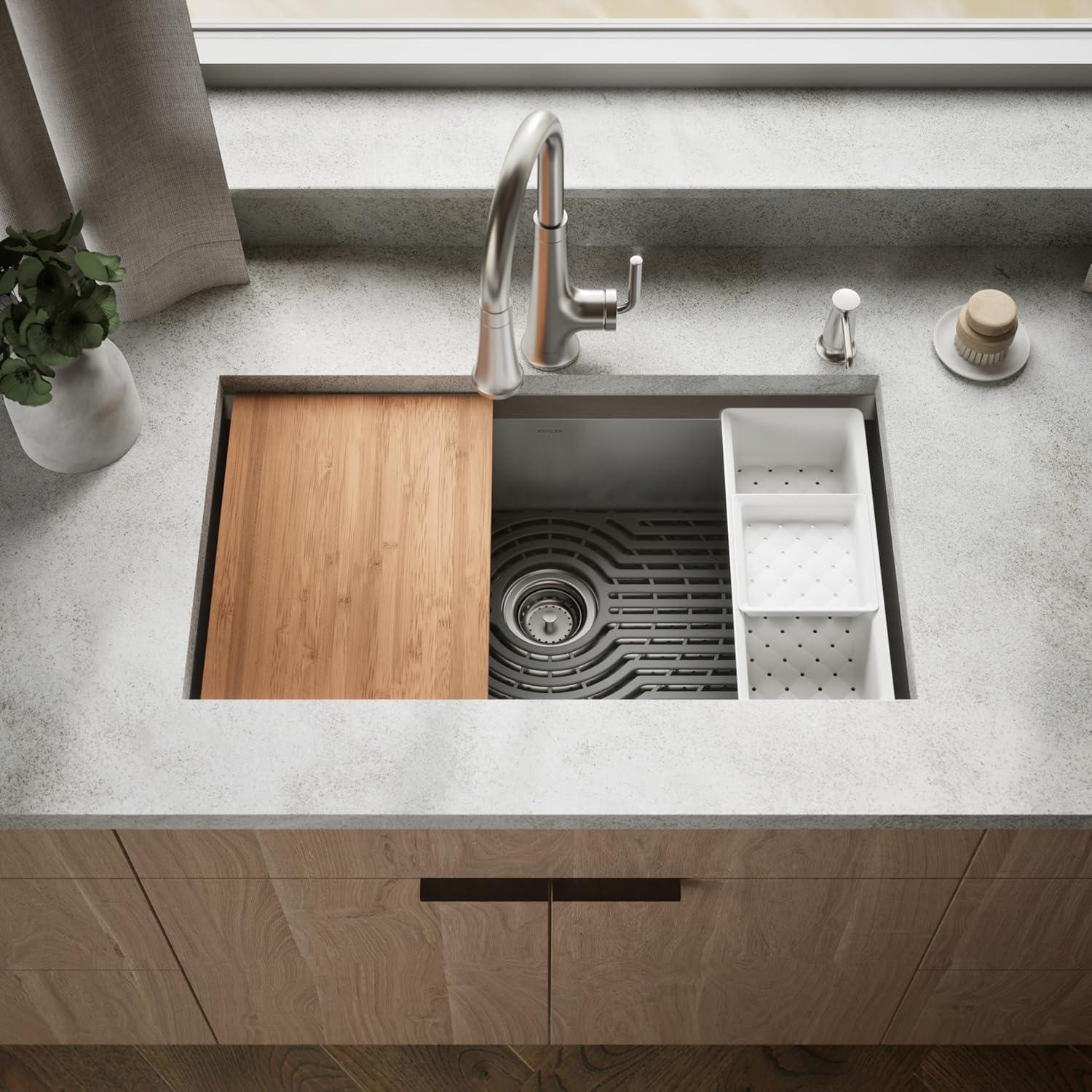 Task 33" x 22" Top-Mount/Undermount Single-Bowl Workstation Kitchen Sink With Accessories