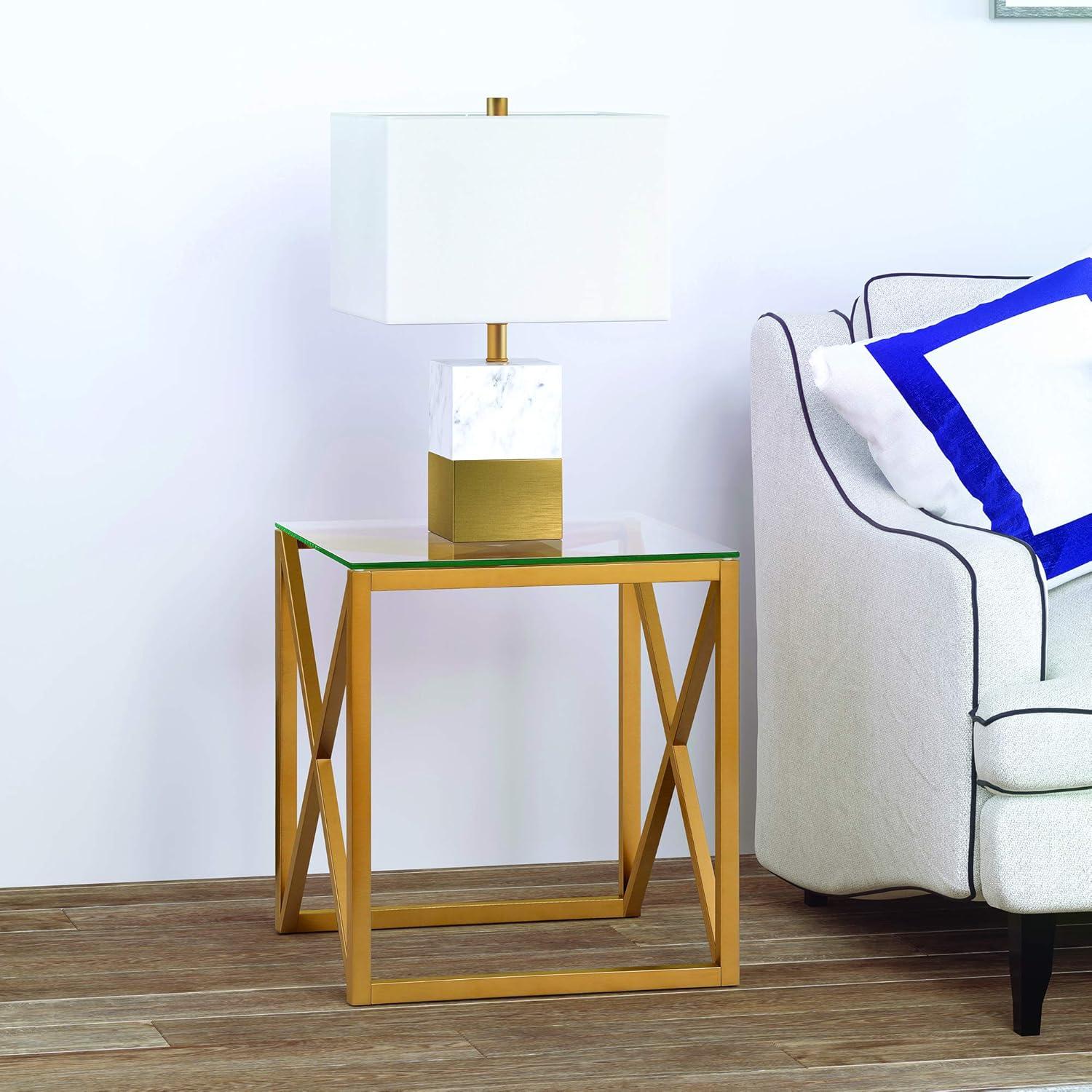 Evelyn&Zoe Dixon 20" Wide Square Side Table in Brass