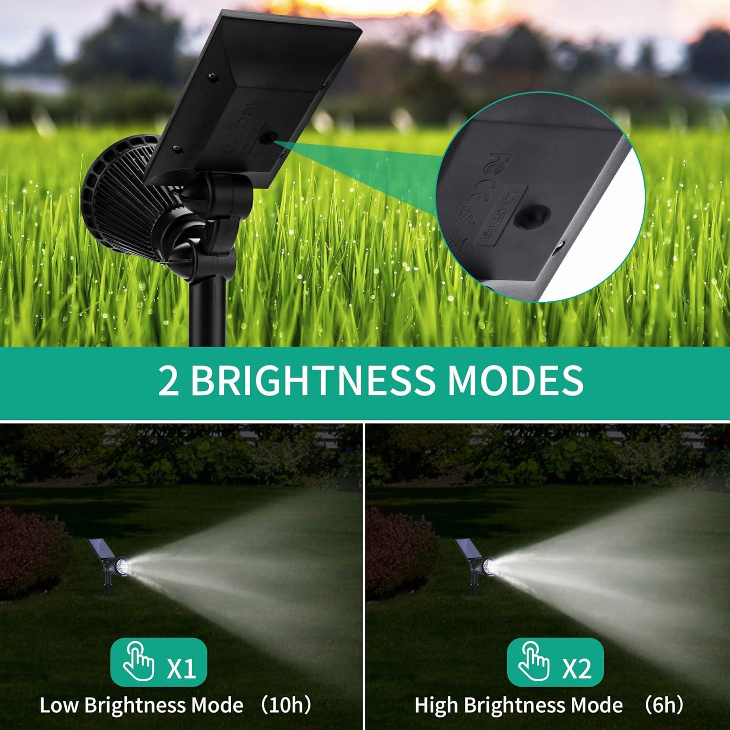 Nekteck Solar Lights, 2-in-1 Solar Spot Lights Outdoor, Waterproof Solar Powered Landscape Spotlights, Bright and Dark Sensing, Auto On/Off for Yard, Pathway, Garden, Driveway (6 Pack, Warm White)