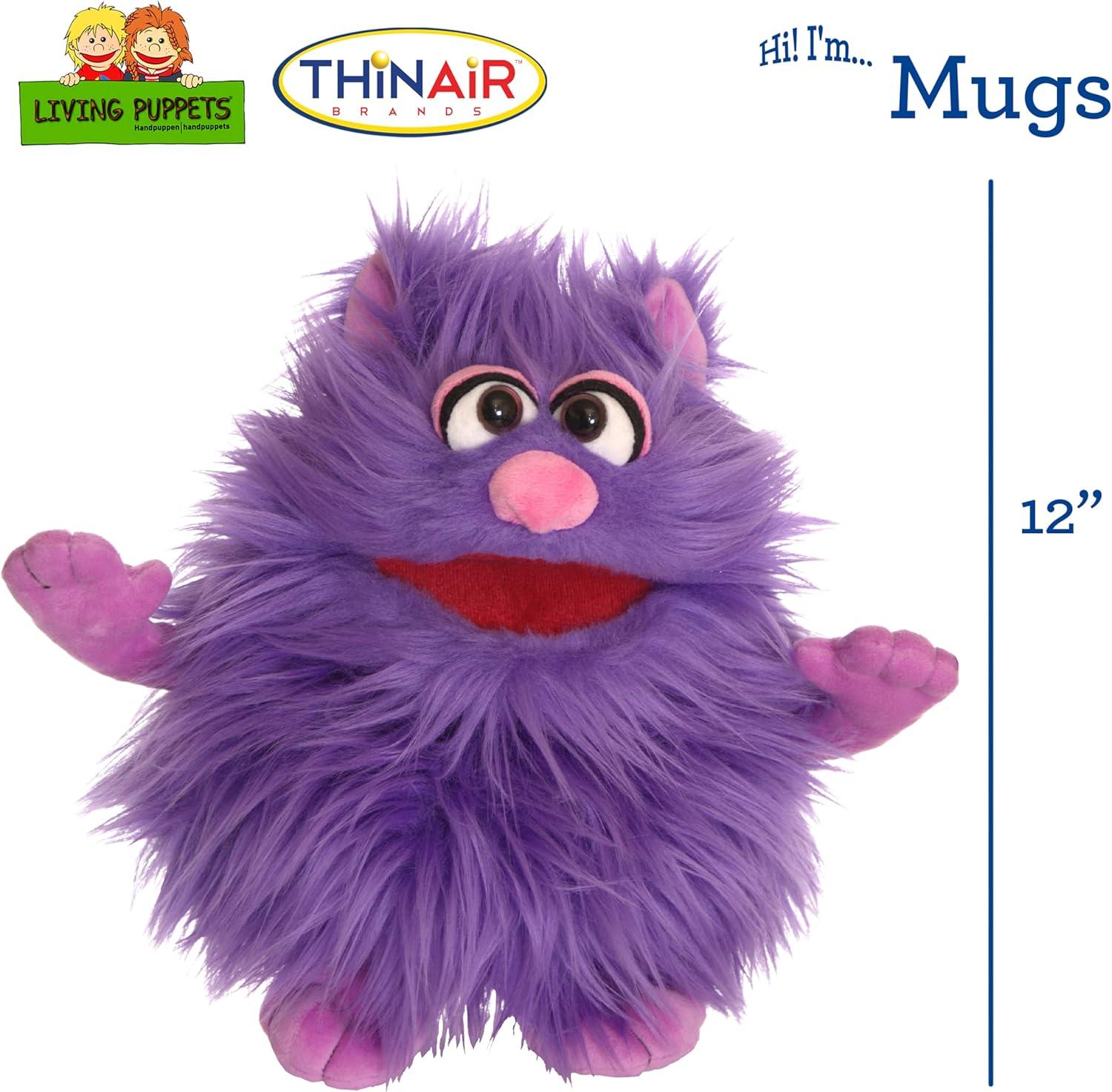 Living Puppets - Mugs The 12-Inch Purple Friendly Monster, Plush Hand Puppet - Fine European Design, Ultra-Soft and Cuddly, Promotes Child Development, Safety Certified, Teacher Recommended