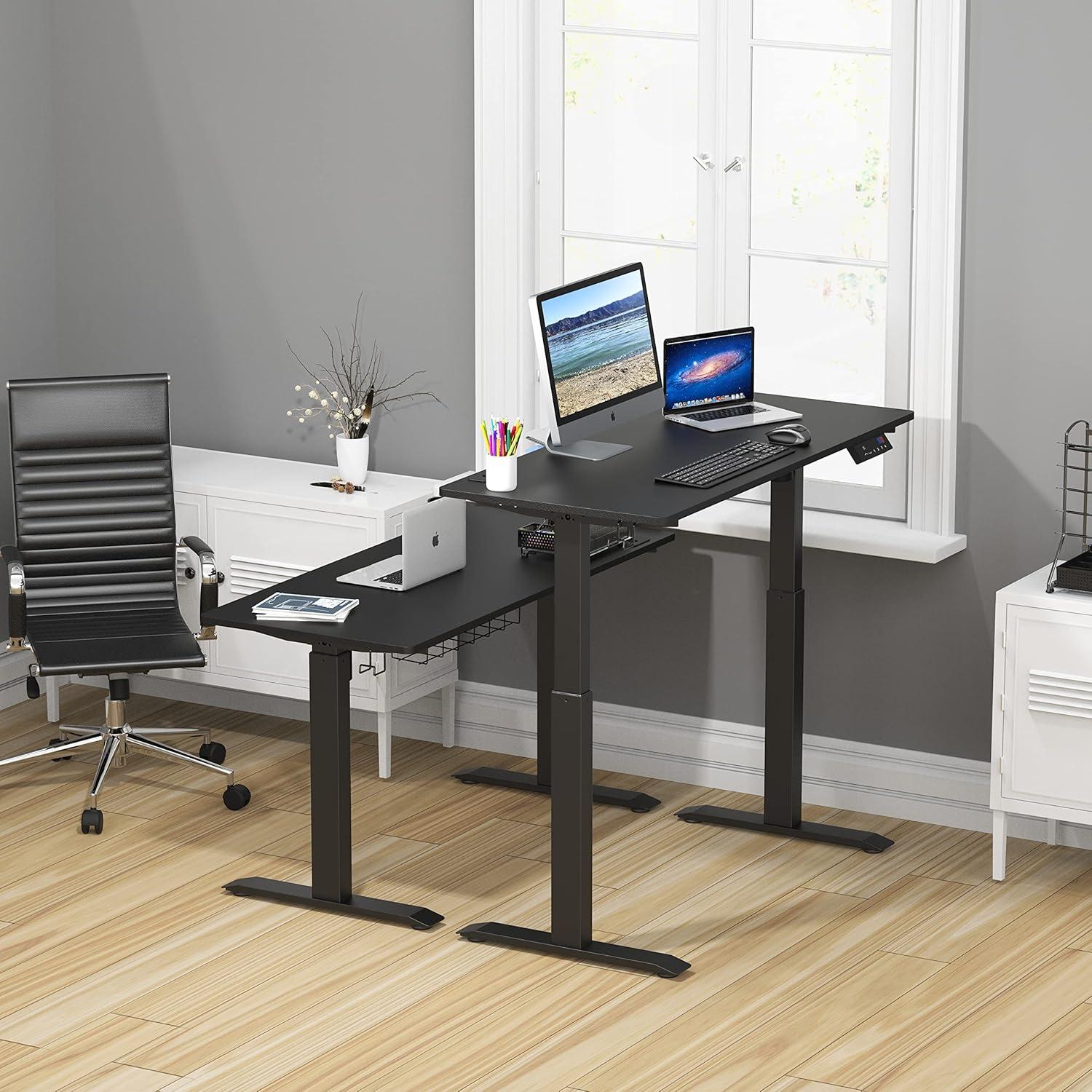 48 Inch Black Adjustable Height Standing Desk with Memory Preset