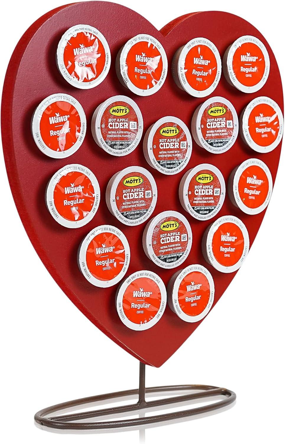 Red Heart Shaped Countertop Coffee Pod Holder for 18 K-Cups