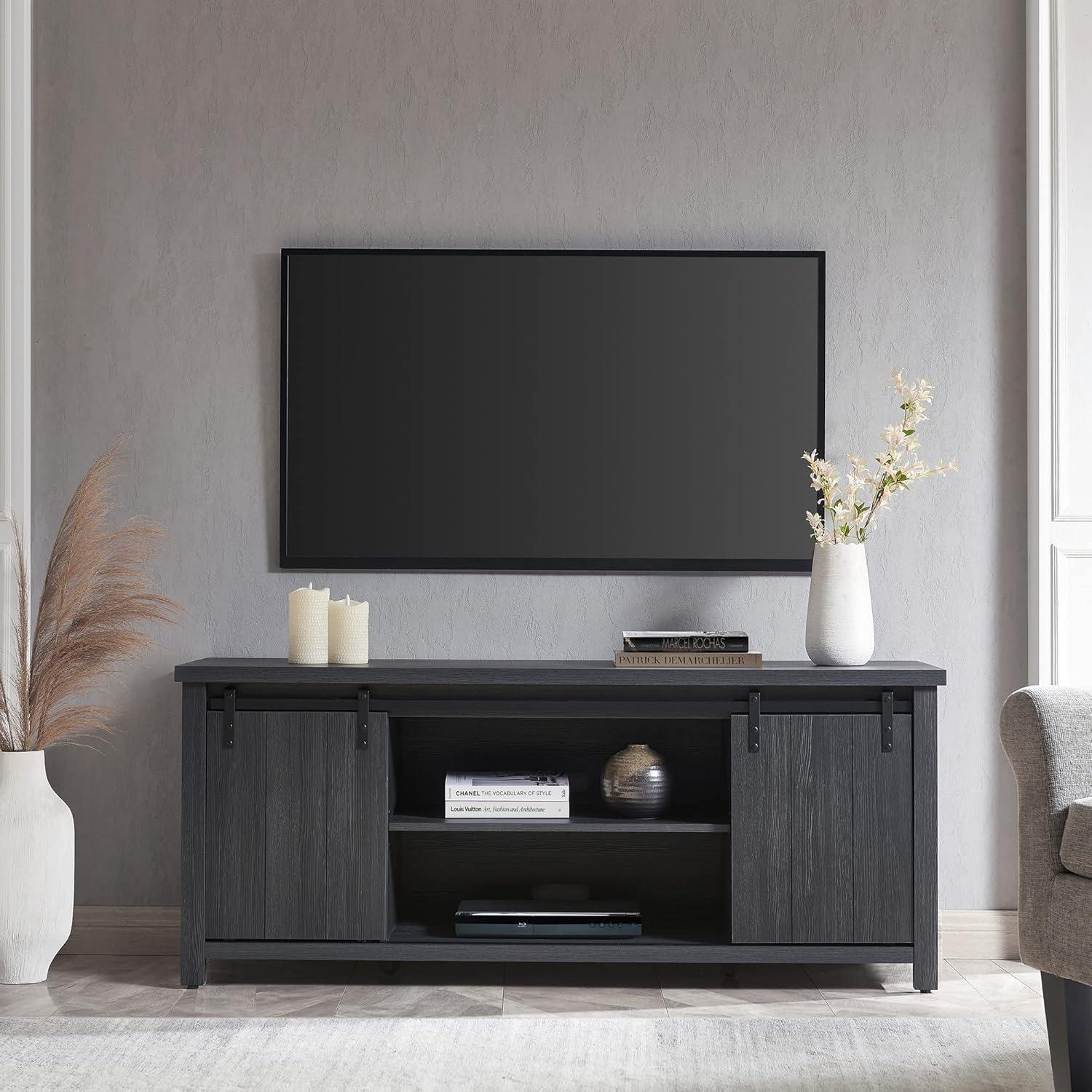 Evelyn&Zoe Deacon Rectangular TV Stand for TV's up to 65", Charcoal Gray