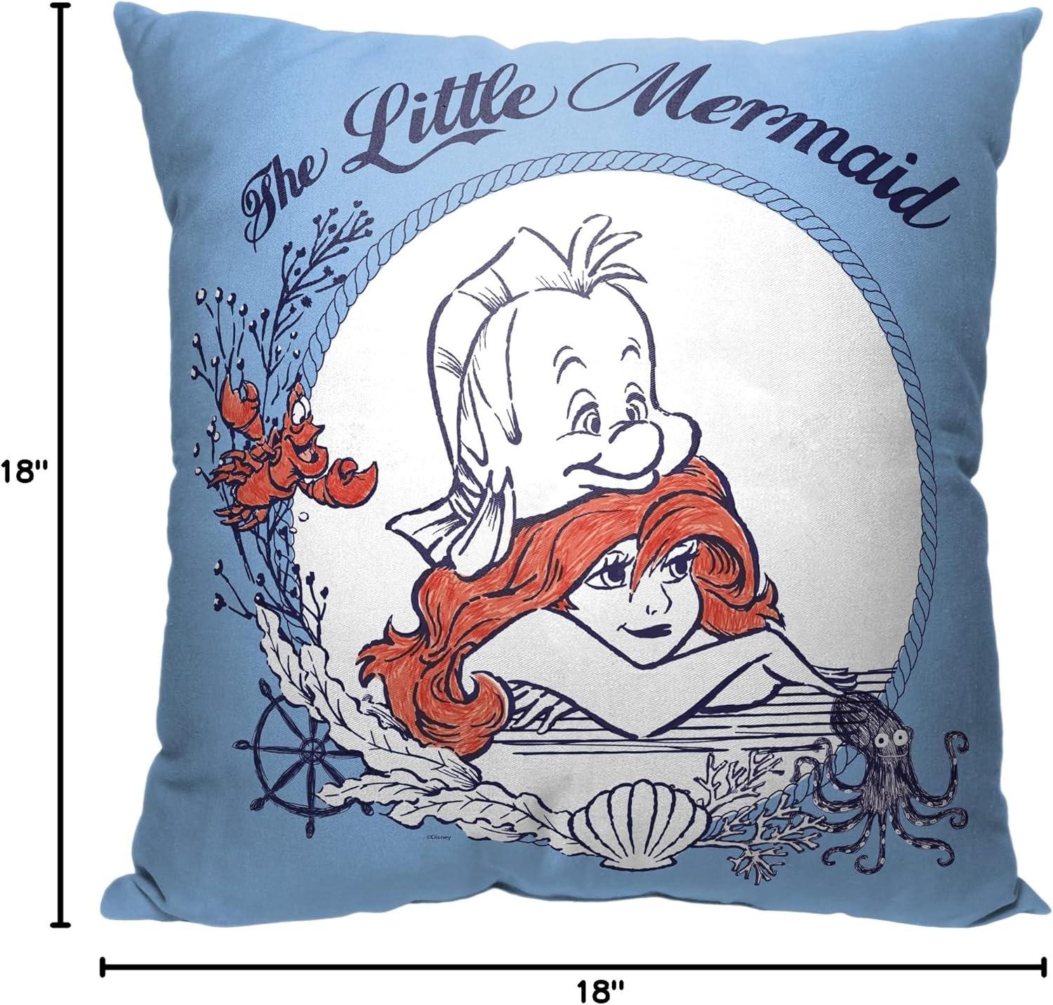 Disney Little Mermaid Classic Nautical Dreams Printed Throw Pillow