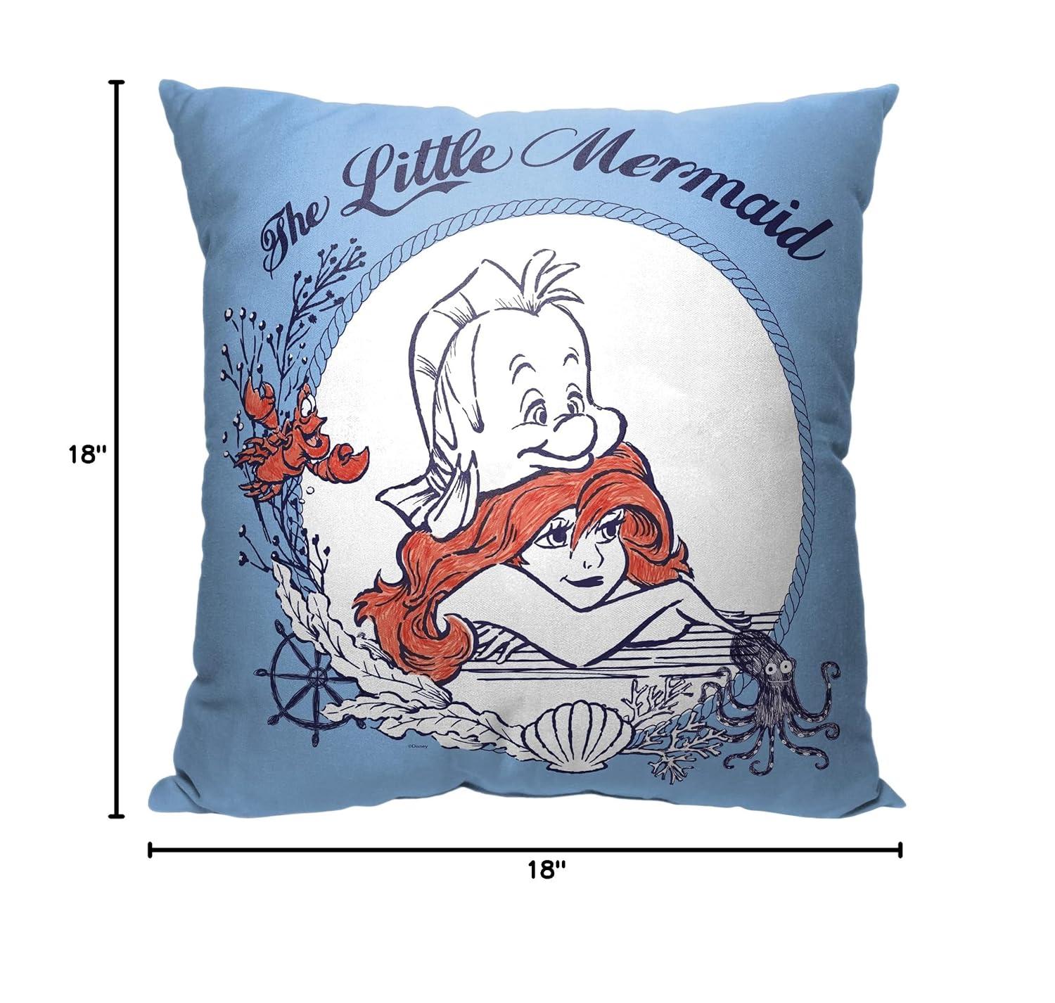 Disney Little Mermaid Classic Nautical Dreams Printed Throw Pillow