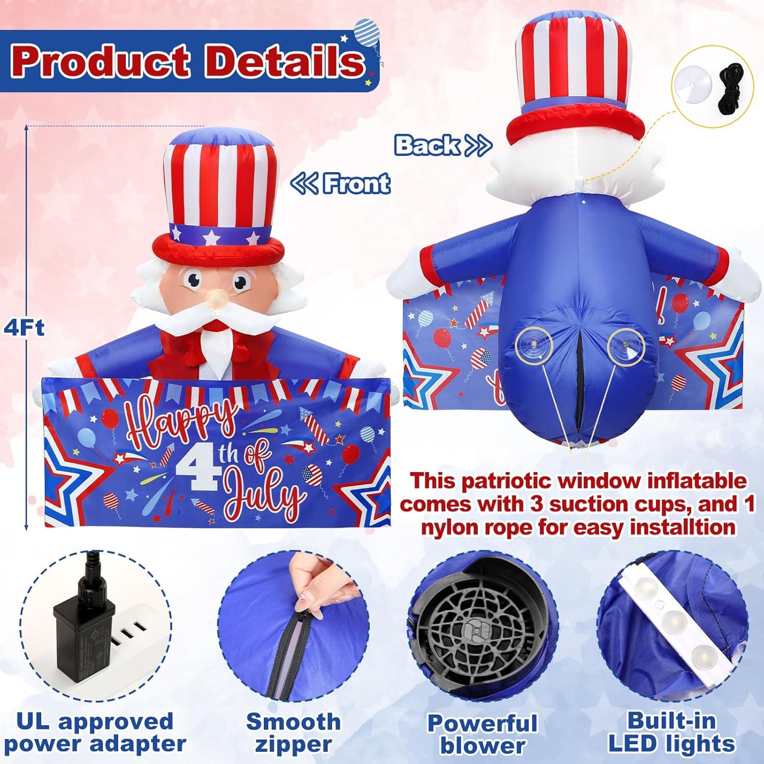 Gemmy Airblown Inflatable Uncle Sam, 4 ft Tall, Blue