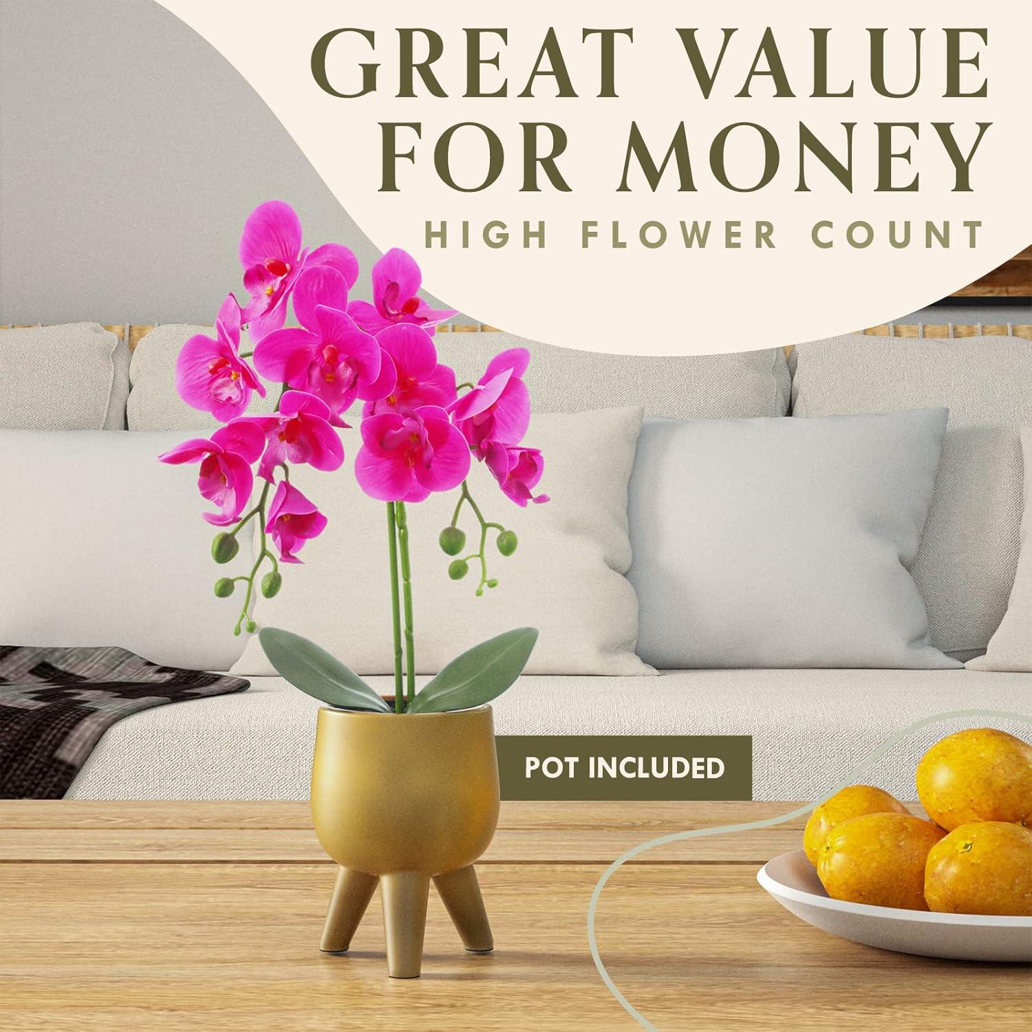 Forever Leaf Artificial Purple Orchid Plant for Decoration in Vase, Indoor Artificial Plant for Home Decor