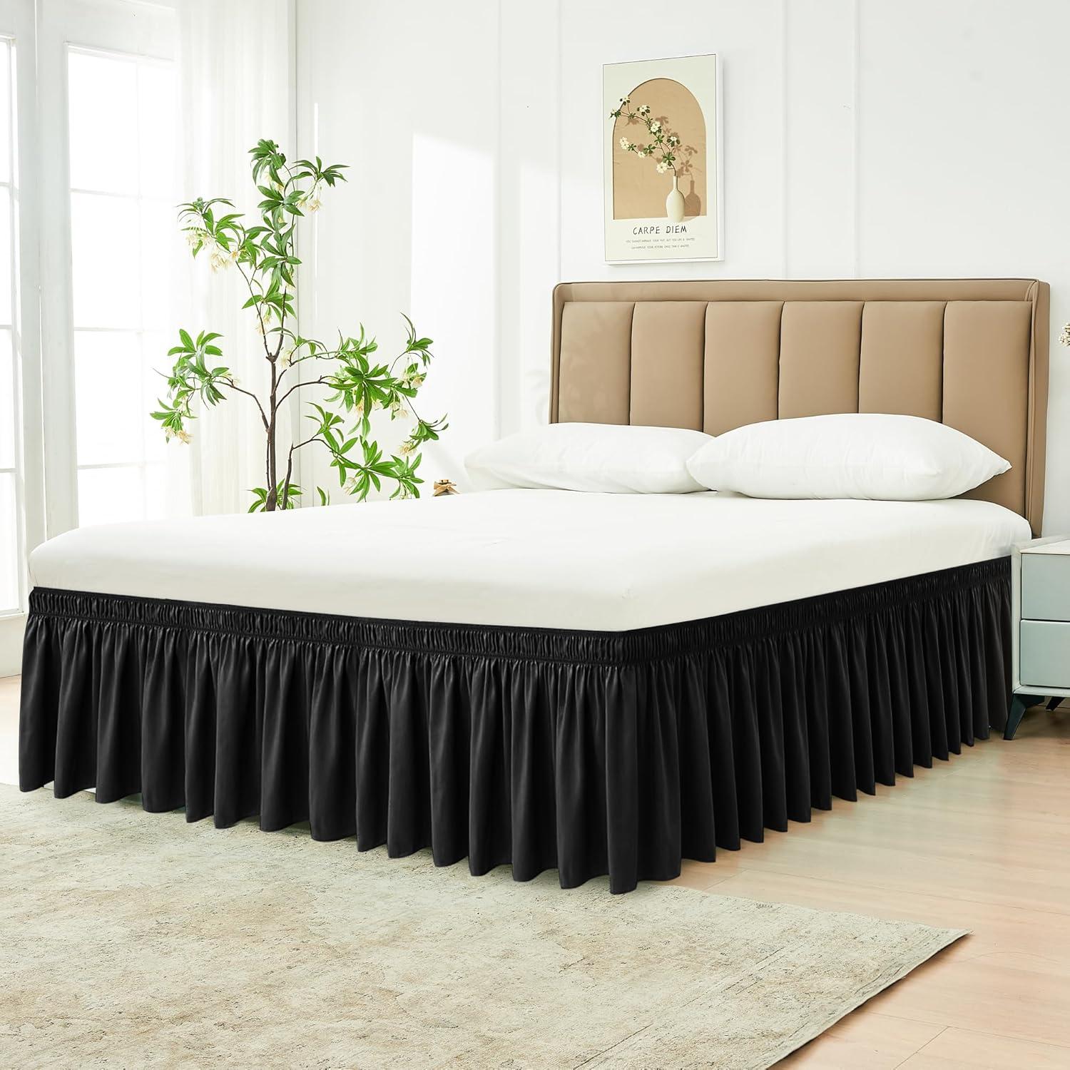 Black 14-Inch Drop Queen Bed Skirt with Ruffles